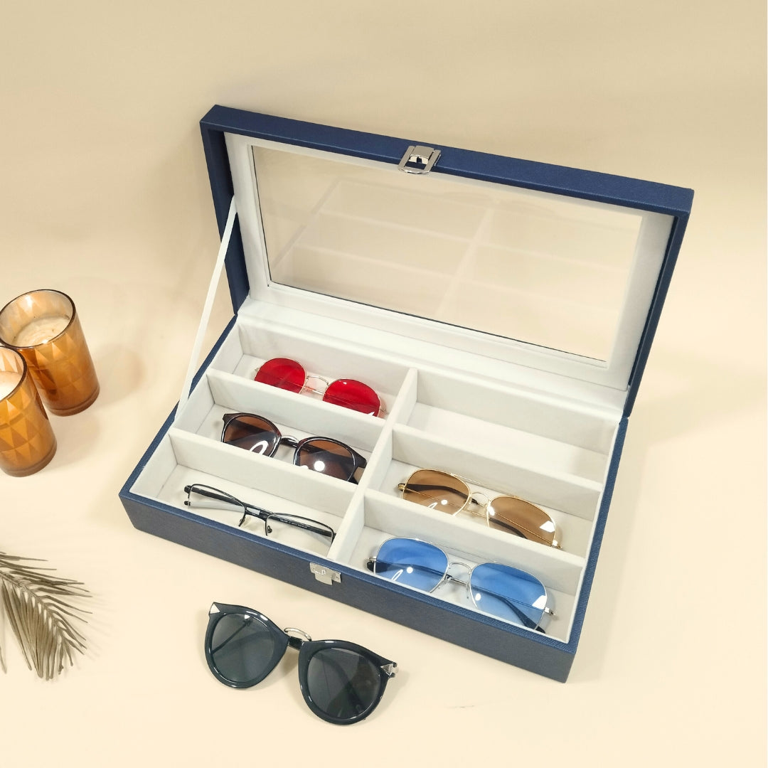 TBT 6-Slot Sunglass Organiser Box with Glass Top