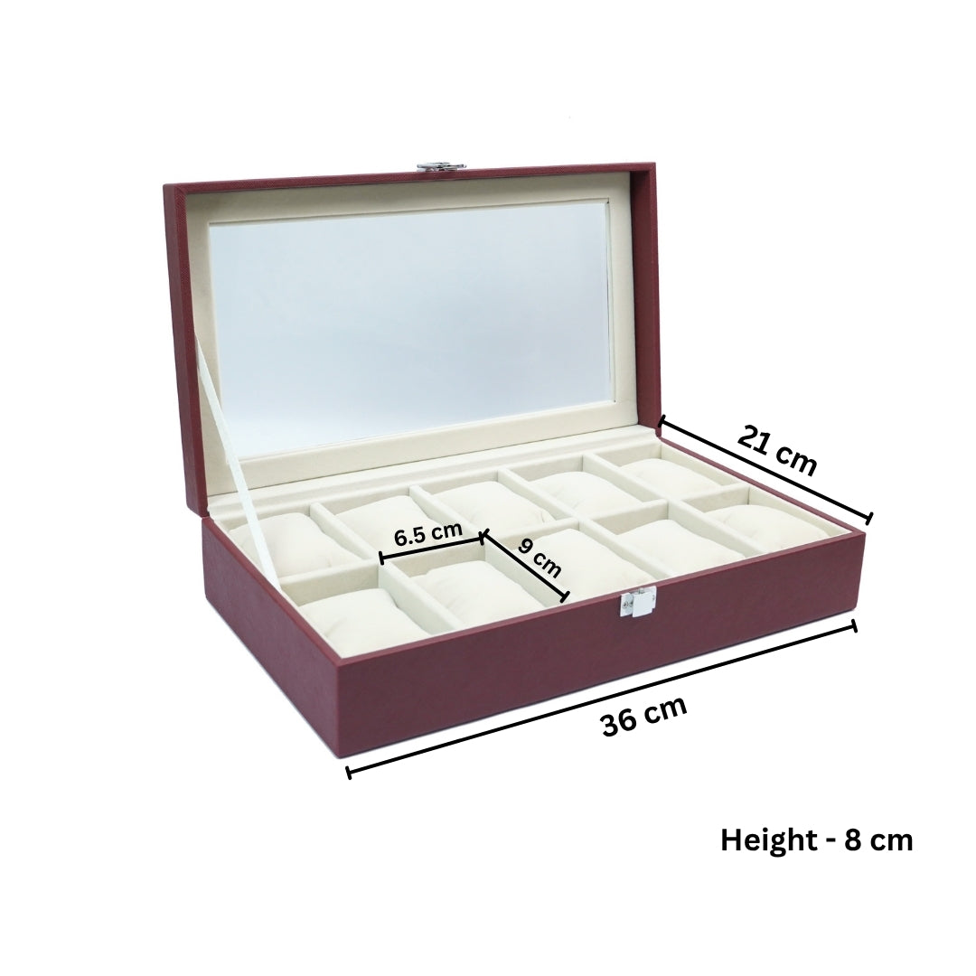 TBT 10 Slot Watch Box With Glass Top