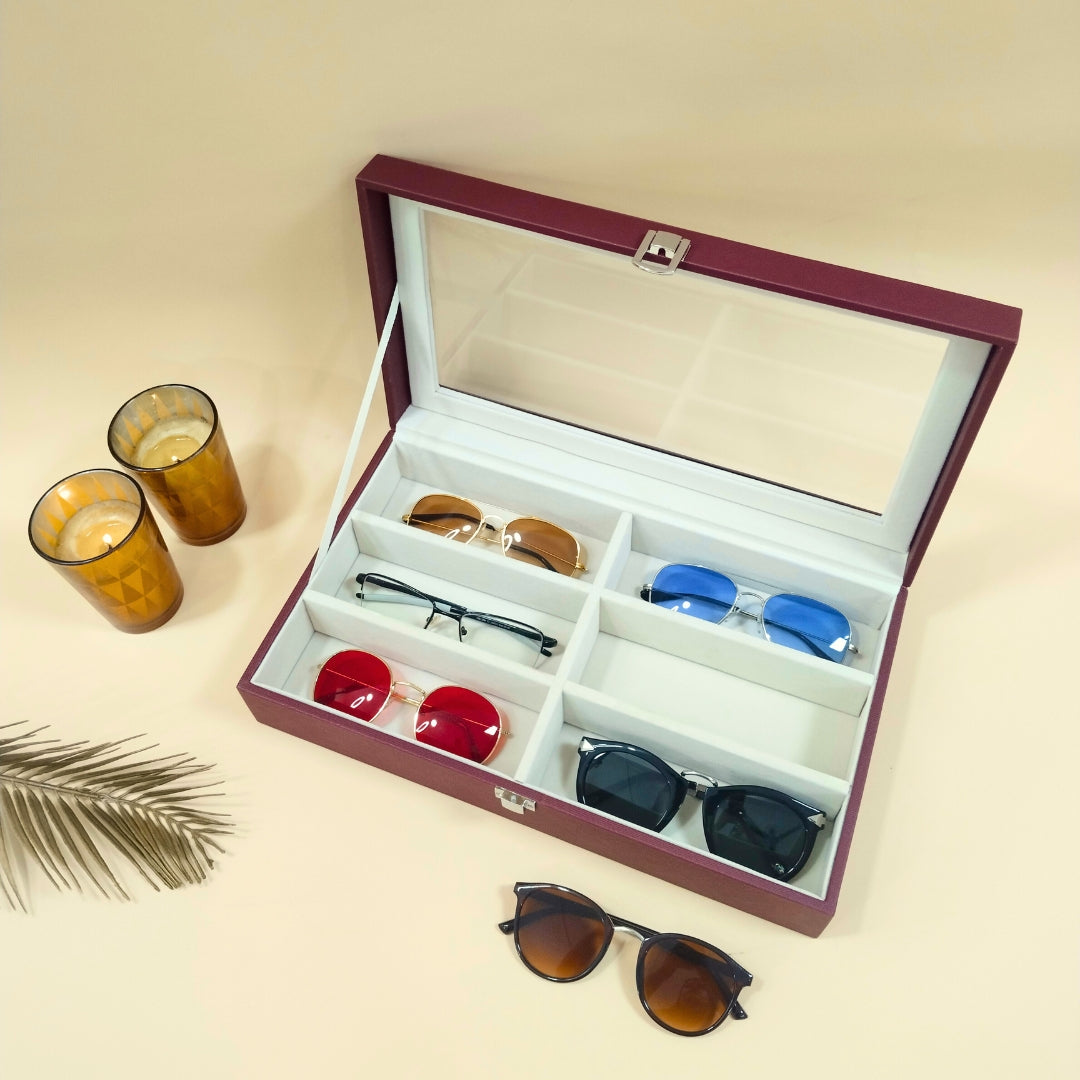 TBT 6-Slot Sunglass Organiser Box with Glass Top