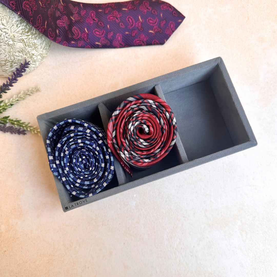 3 Slot Mini Tie & Pocket Square Tray