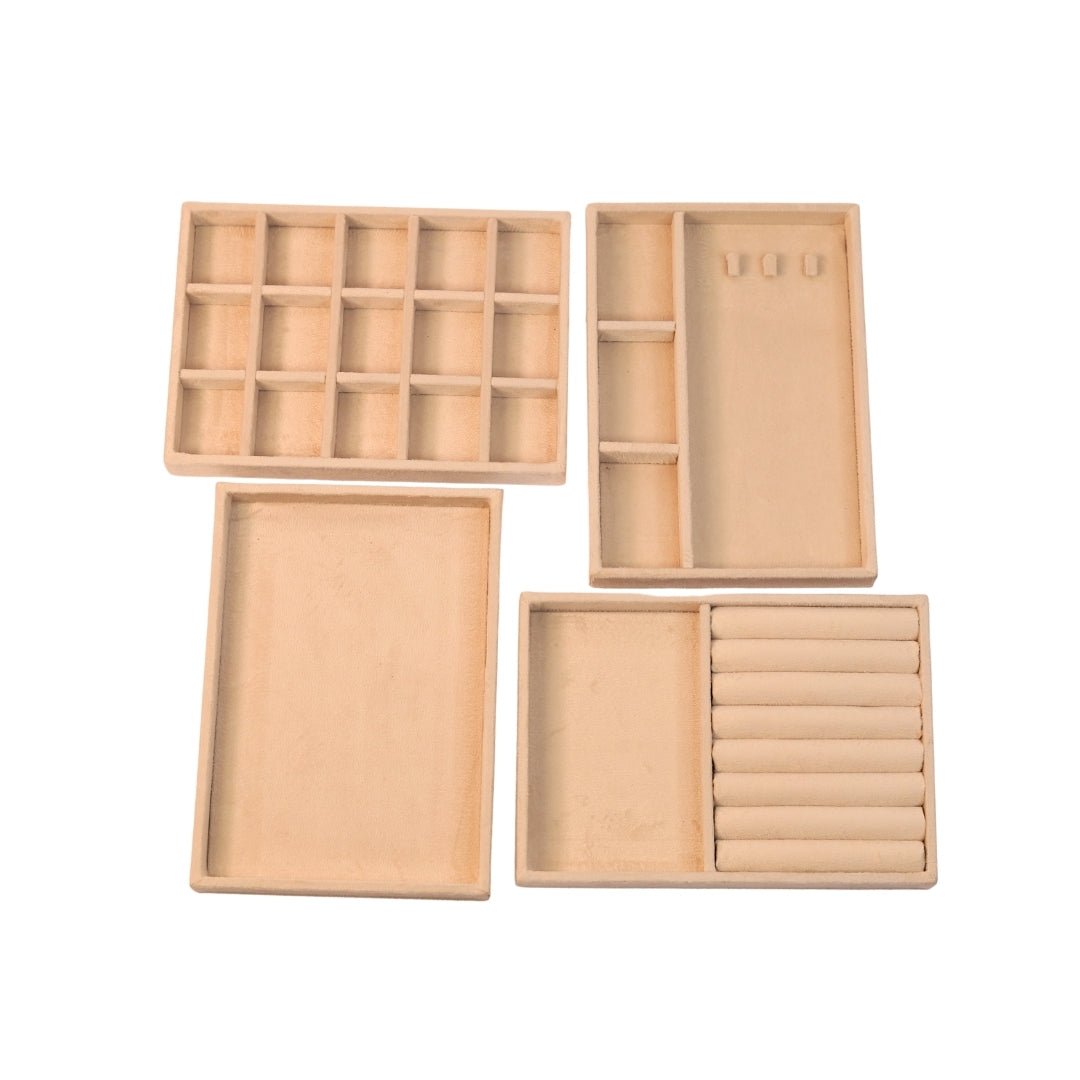 TBT Set of 4 Suede Drawer Jewelry Organizer Trays