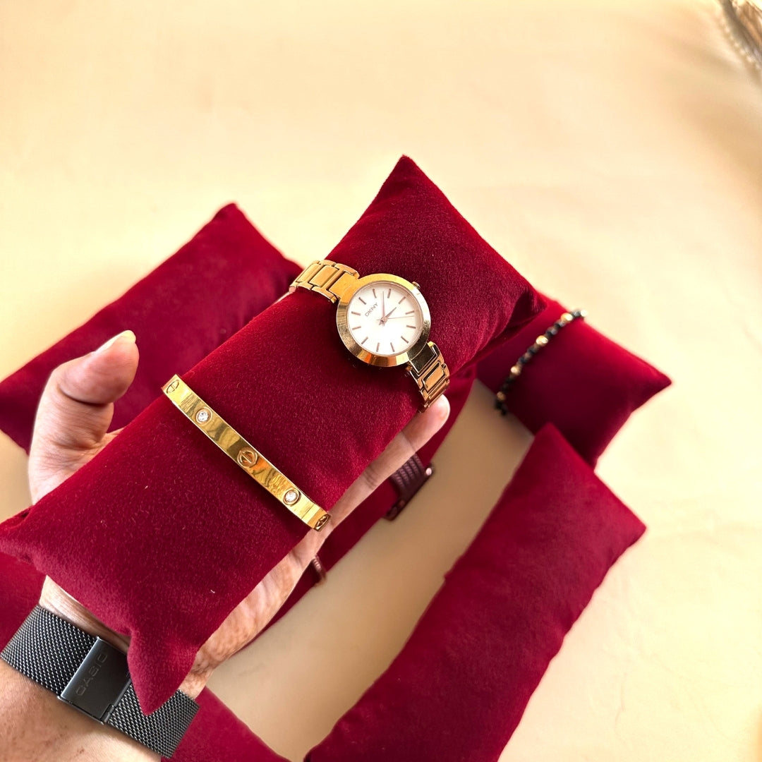 Pack of 3 Long Velvet Pillow Set – Watch, Bangle & Bracelet Trays