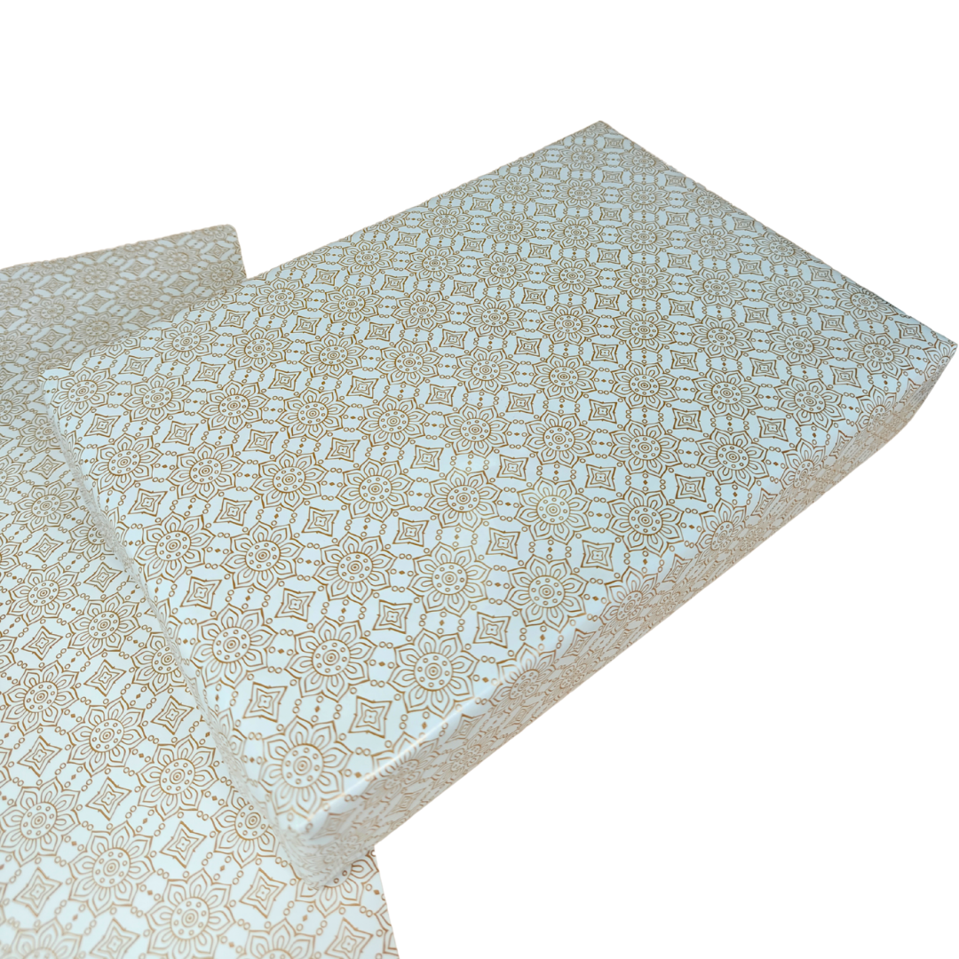 Golden Flower White Base Packing Paper