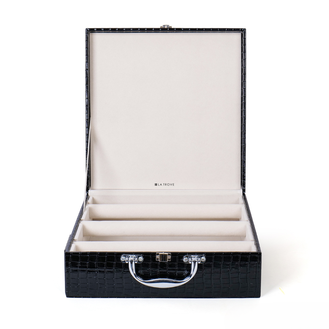 Black 3 Rod Bangle Box – Premium Jewellery Organizer by La Trove.