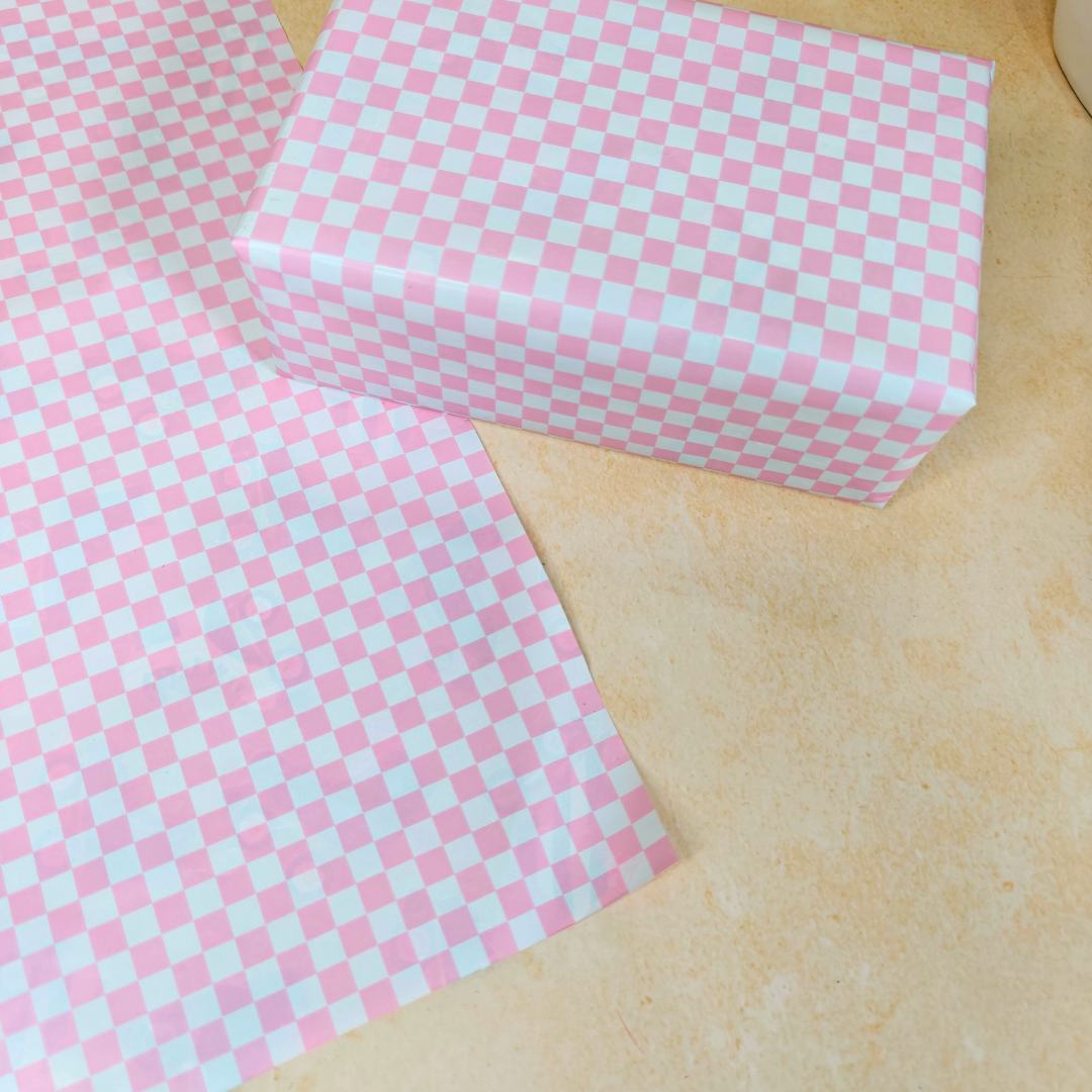 Pink Check Dual Packing Paper