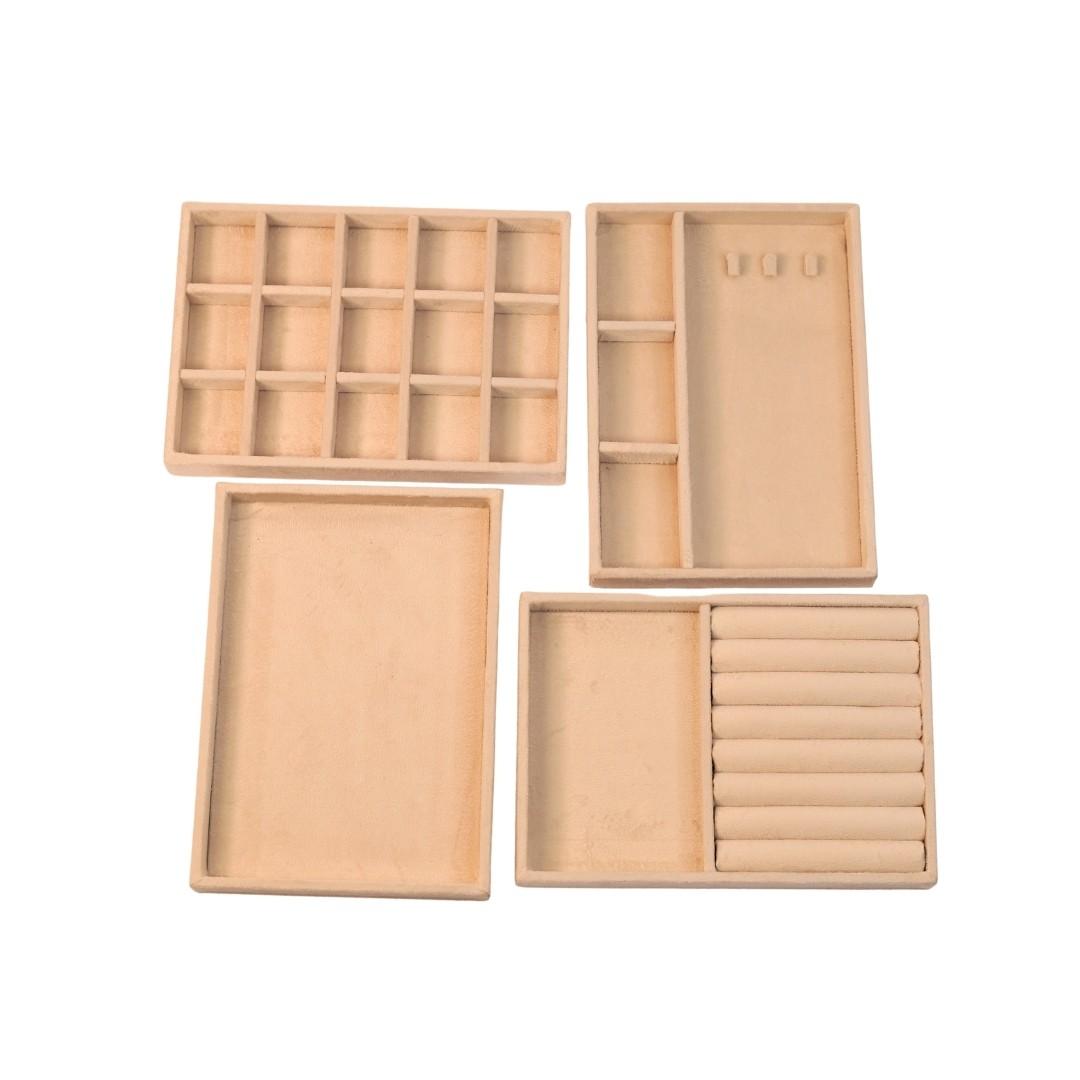 TBT Set of 4 Suede Drawer Jewelry Organizer Trays