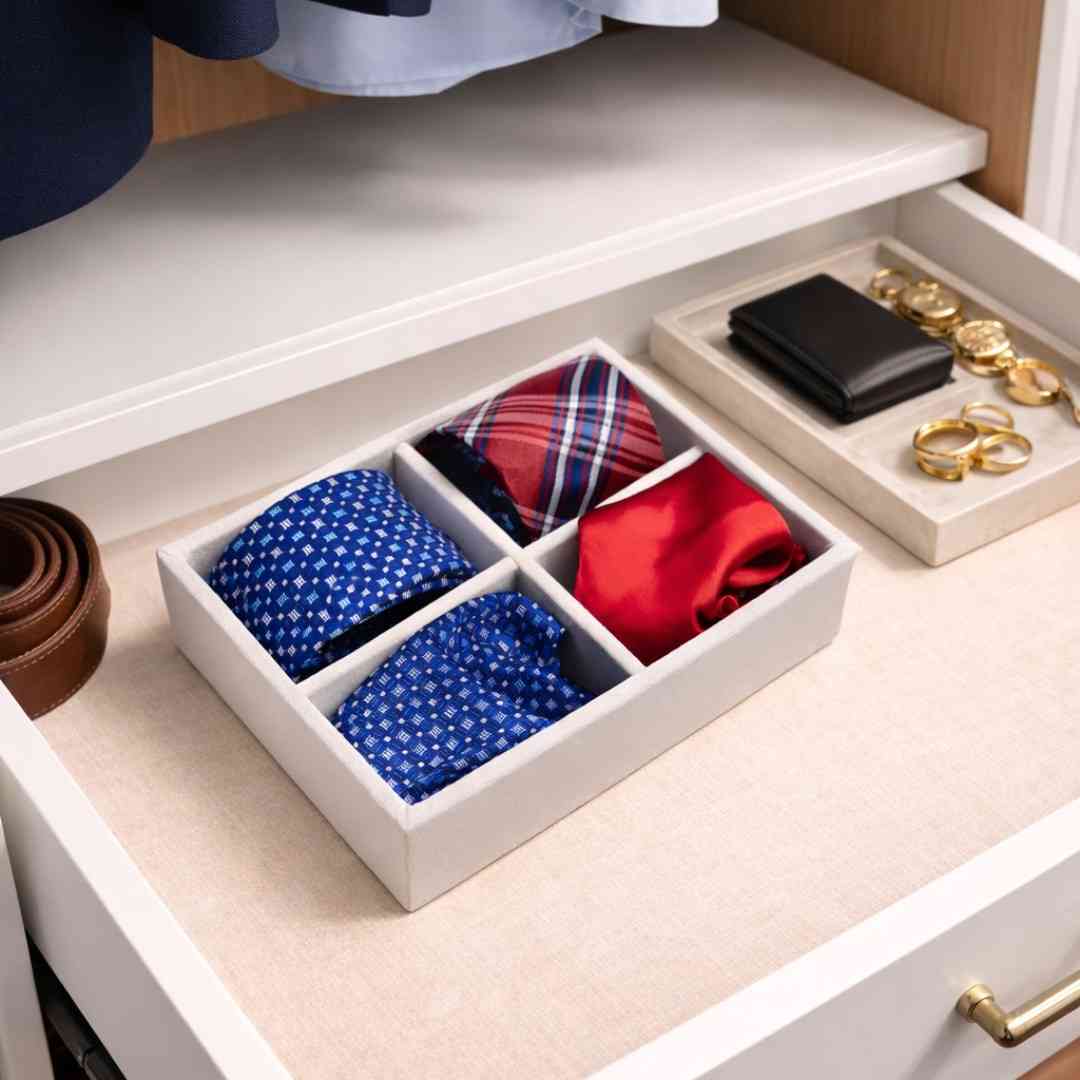 4 Slot Tie & Pocket Square Tray
