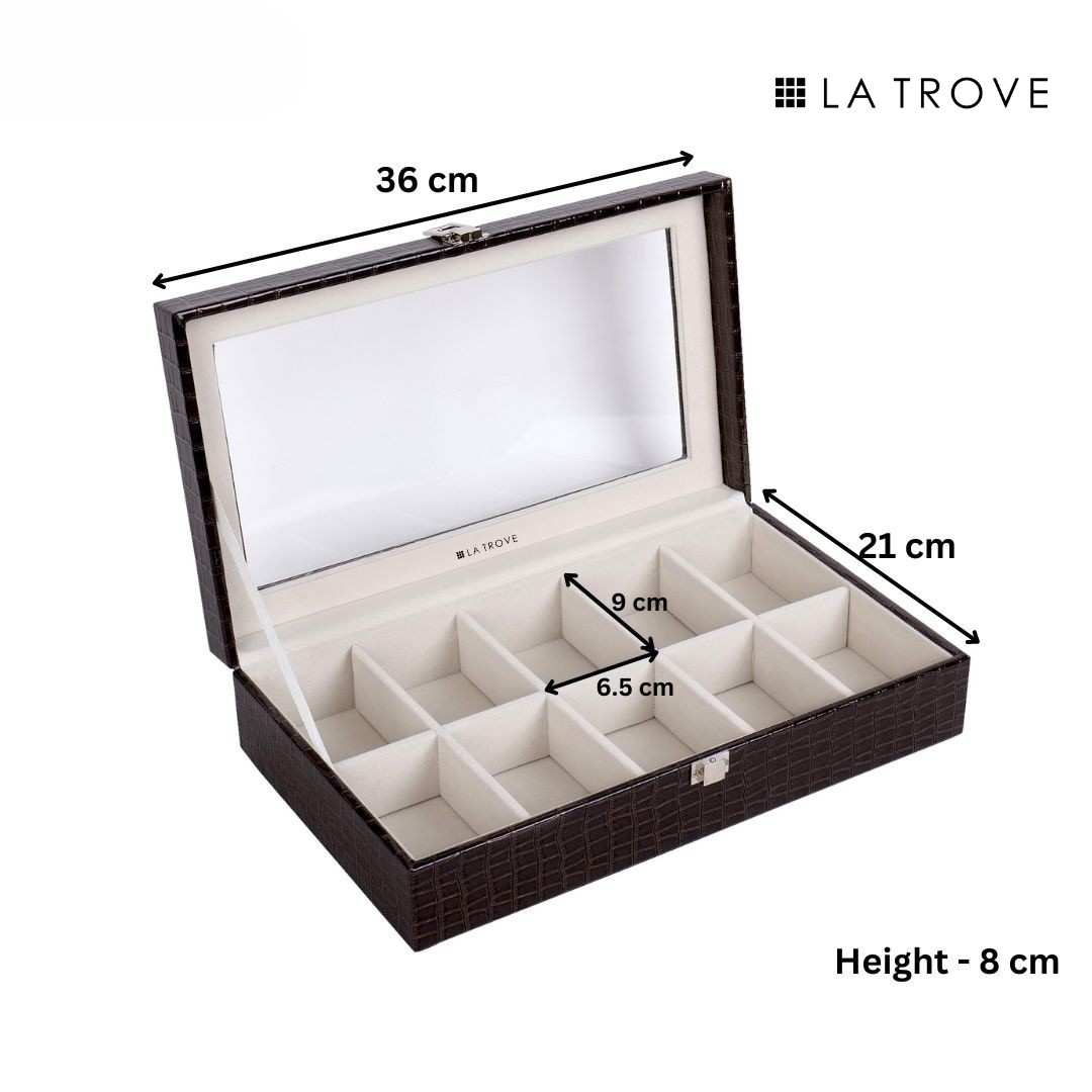 10 Slot Watch Box (With Glass Top)