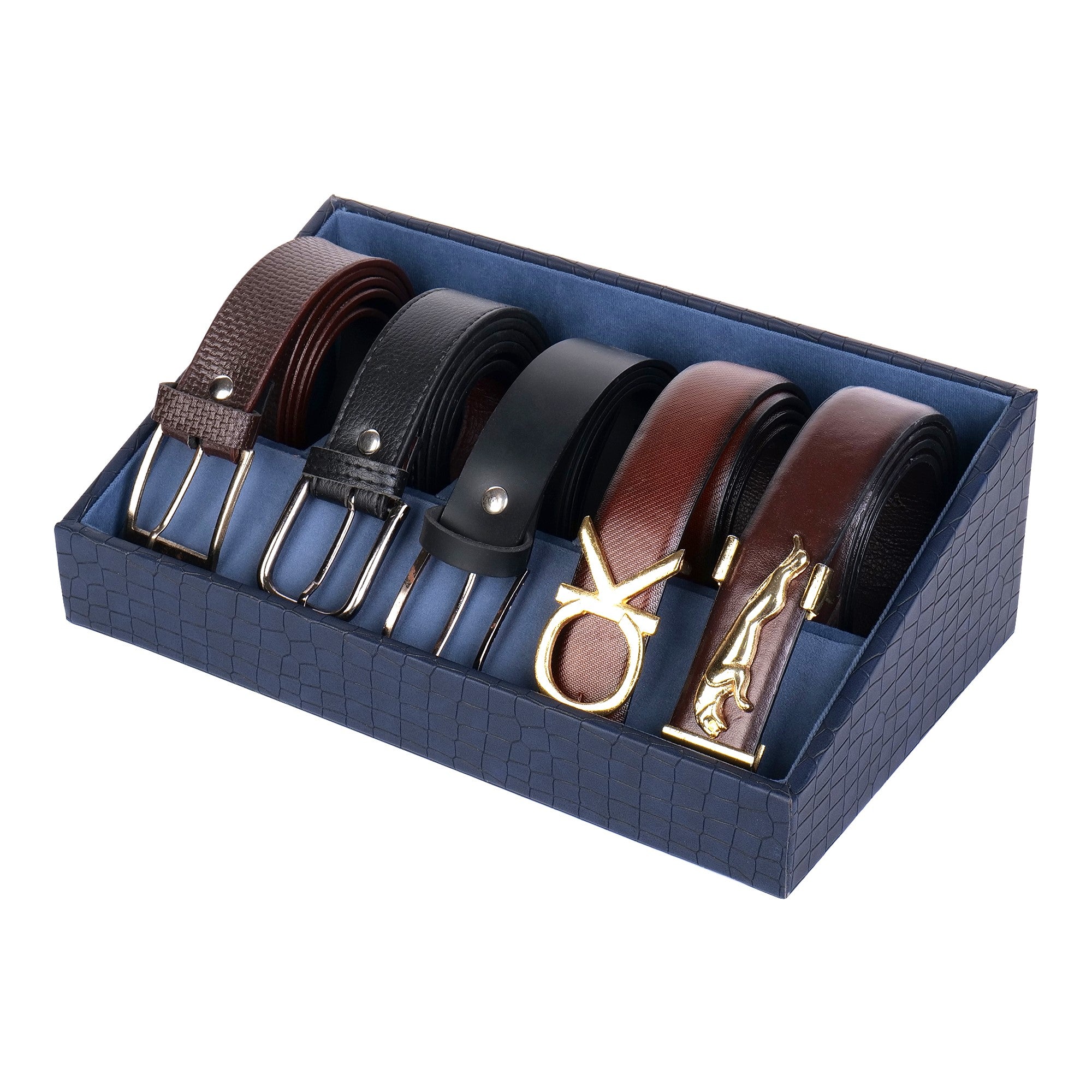5 Slot Luxury Vegan Leather Belt Tray