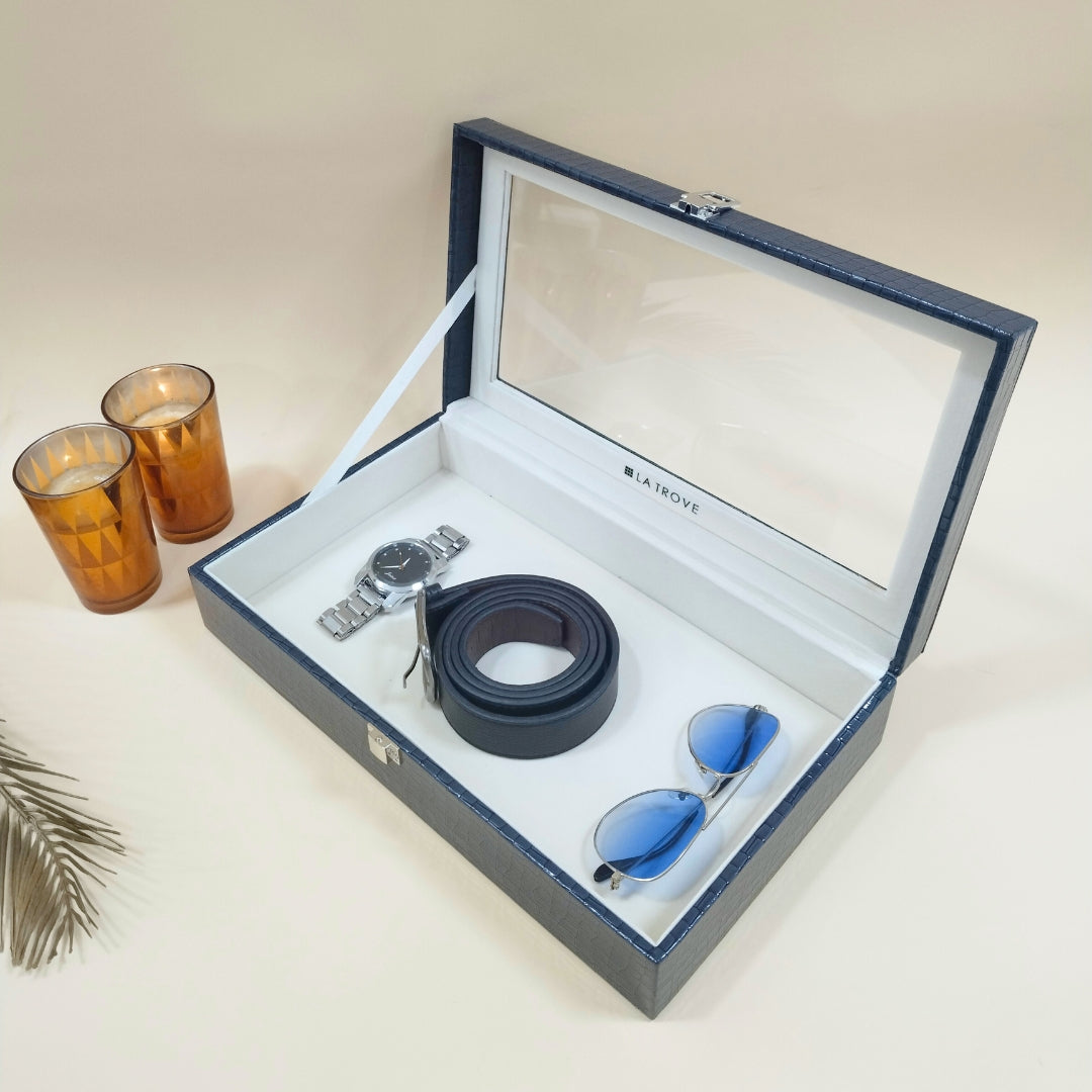 Plain Jewellery & Accessory Organiser Box with Glass Lid