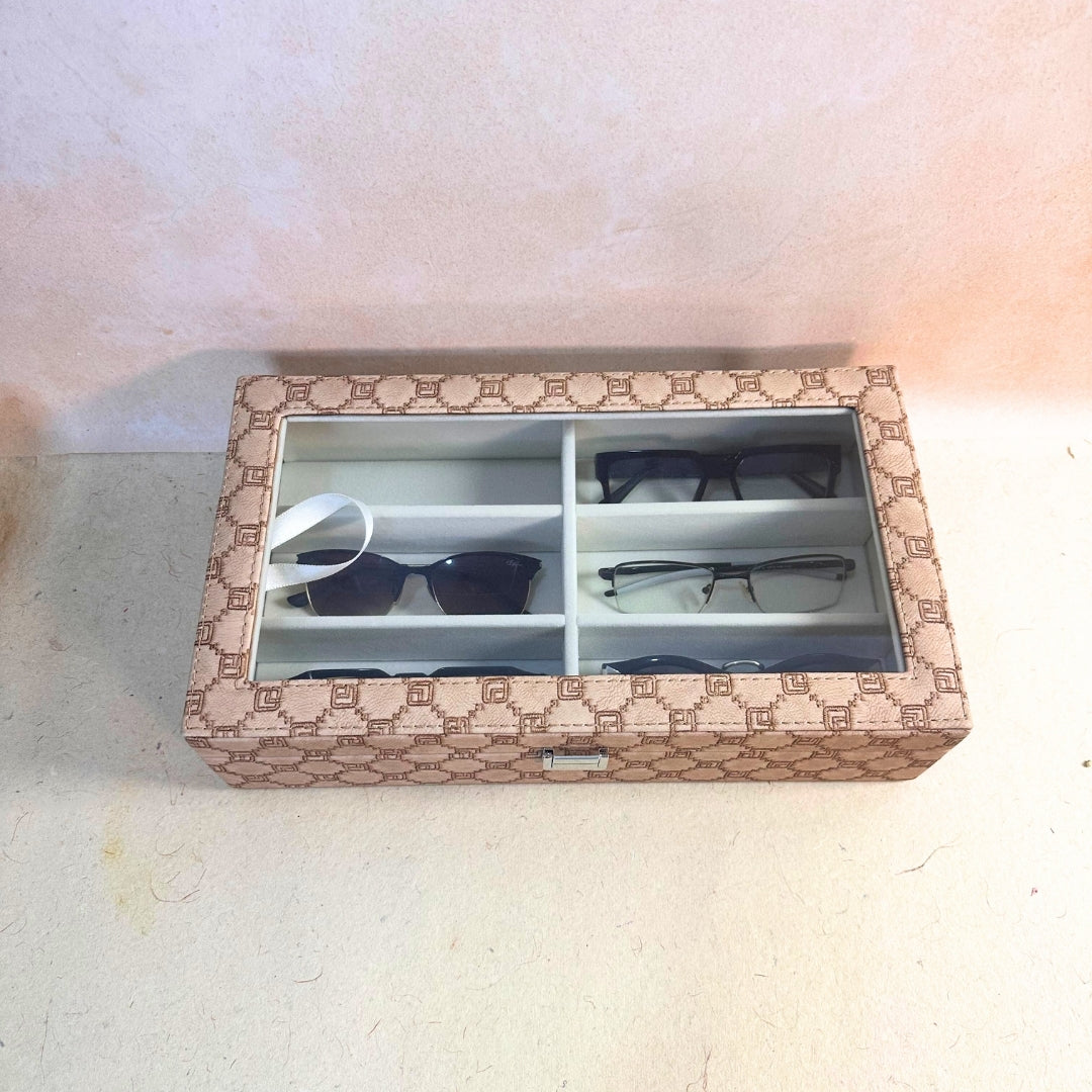 Designer 6 Slot Sunglass Organiser Box With Glass Top