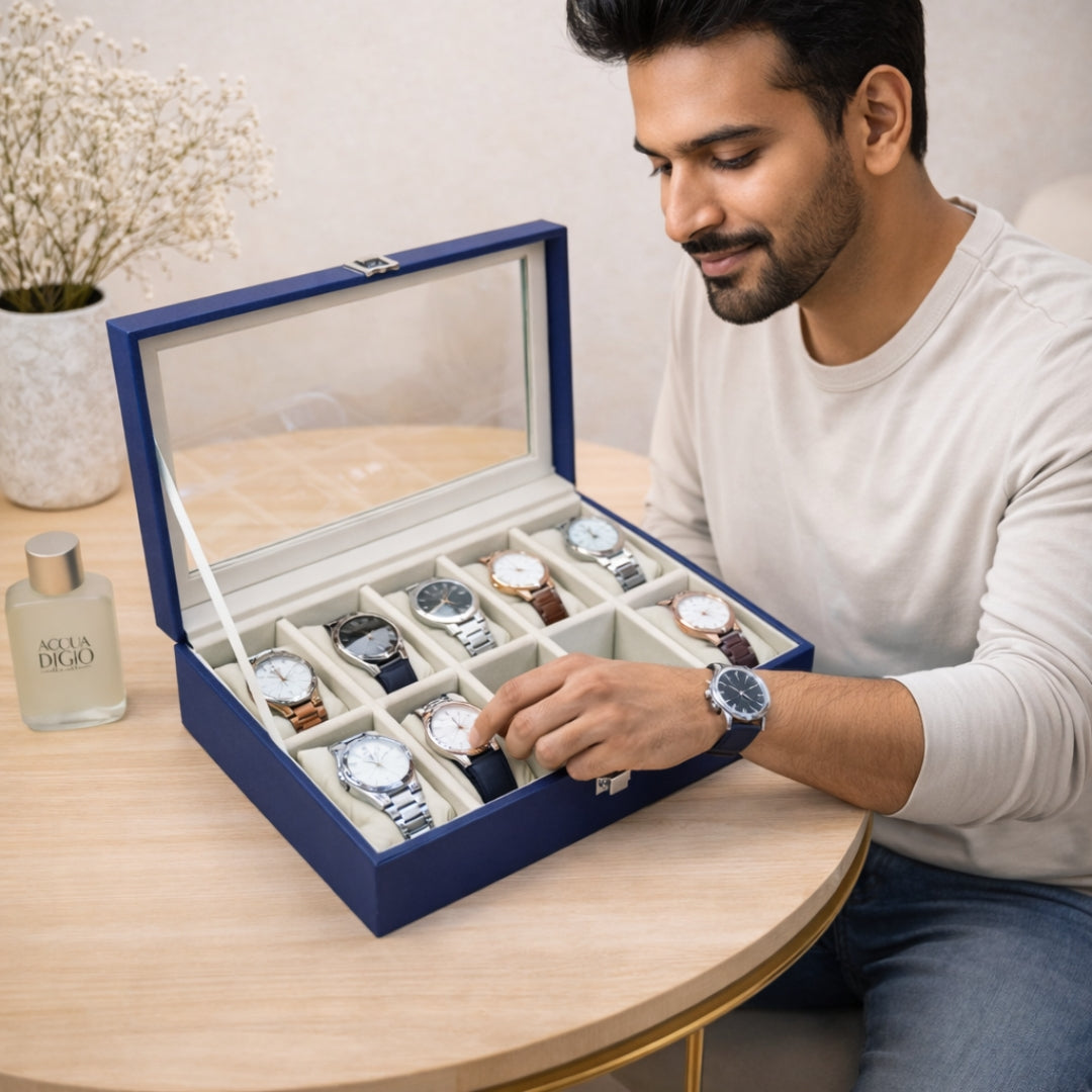TBT 10 Slot Watch Box With Glass Top