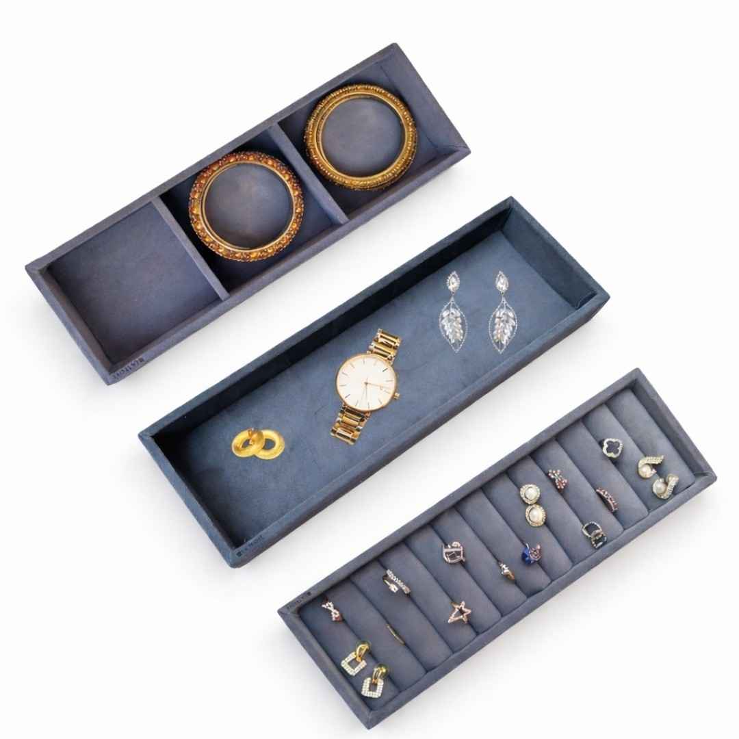 Jewellery Tray Combo Ring, 3 Grid & Plain Organizer