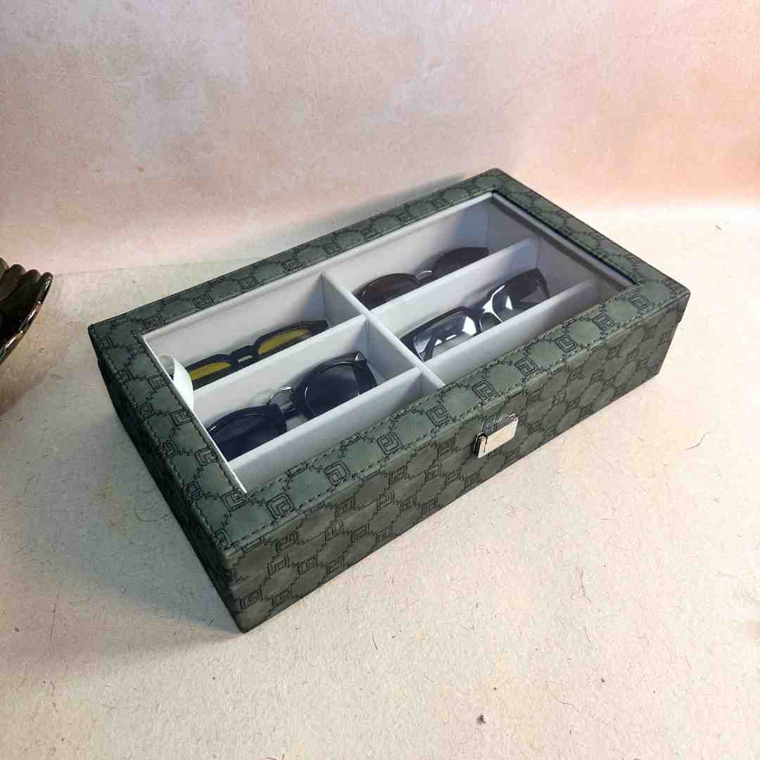 Designer 6 Slot Sunglass Organiser Box With Glass Top