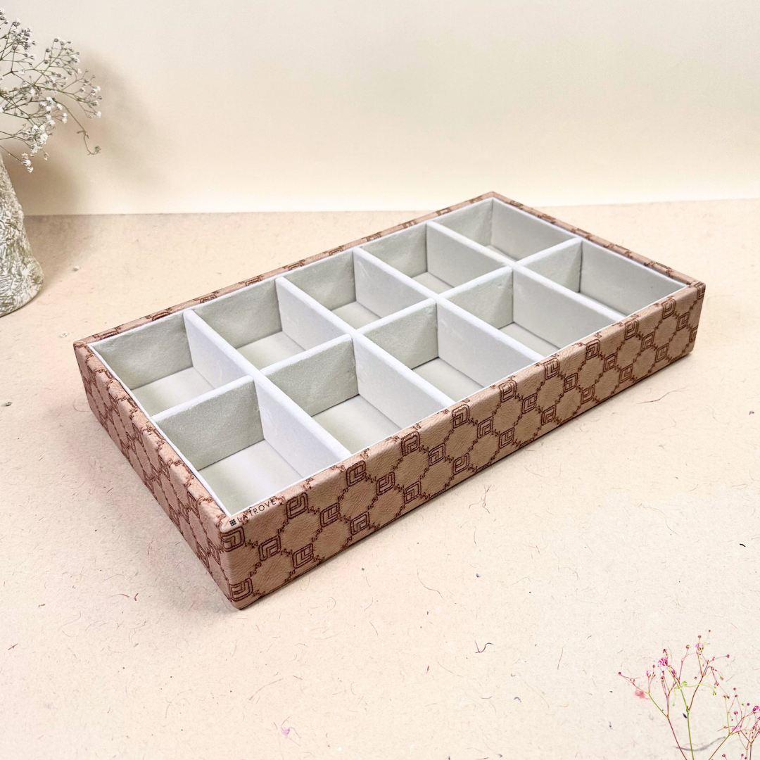 Designer 10-Slot Tie & Pocket Square Organiser Tray