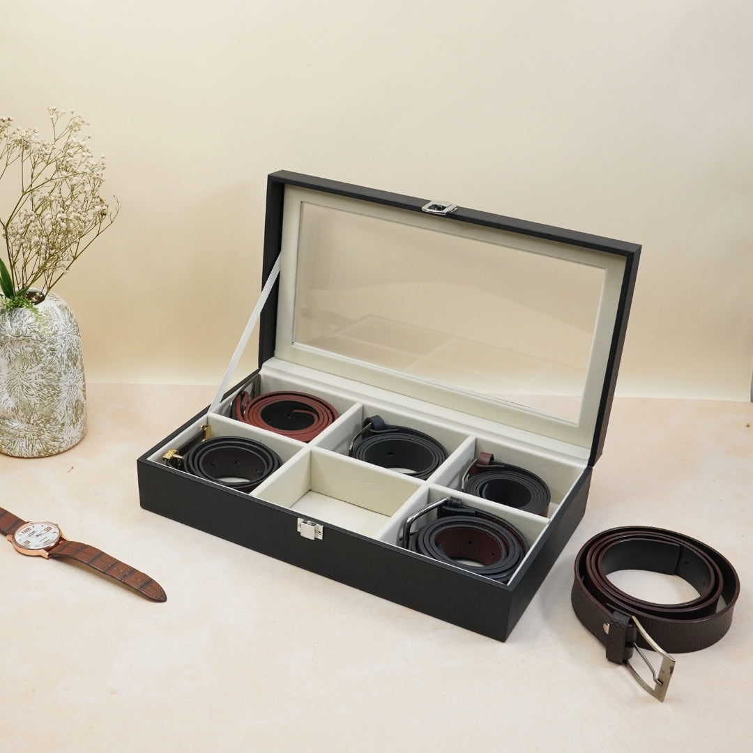 TBT Belt Organiser Box With Glass Top