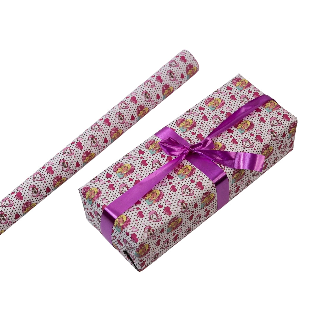 Cute Barbie love pattern wrapping sheet.