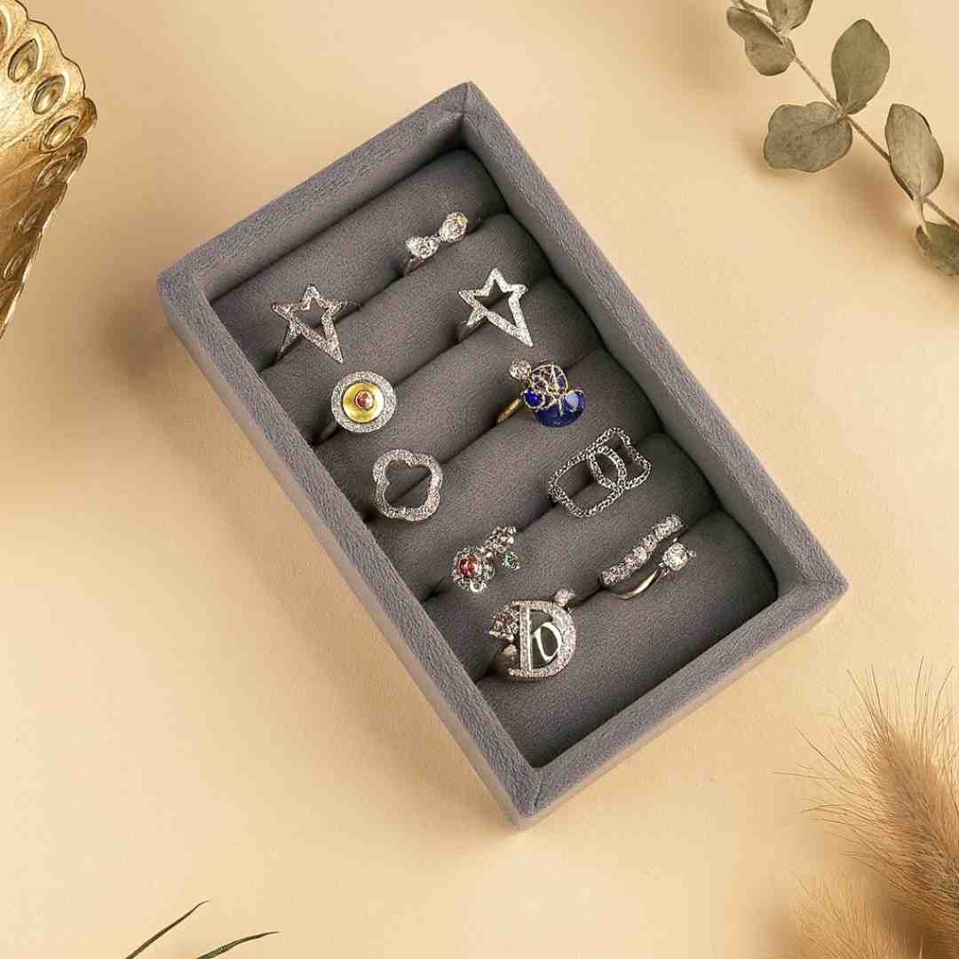 Nano Ring Tray – Velvet Jewellery Organiser for Rings & Studs