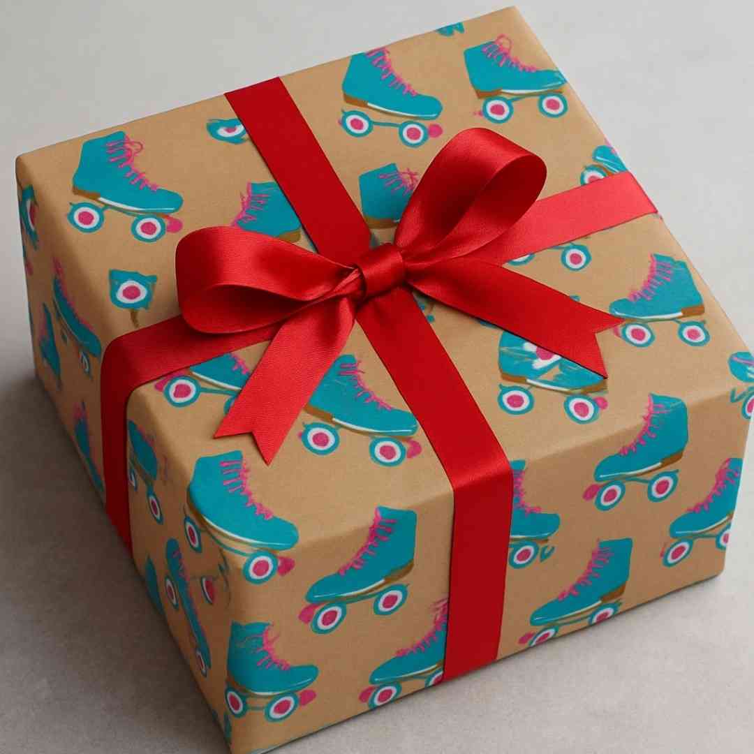 SKATES KIDS DUAL GIFT WRAPPING PAPERS - FUN SKATING DESIGN