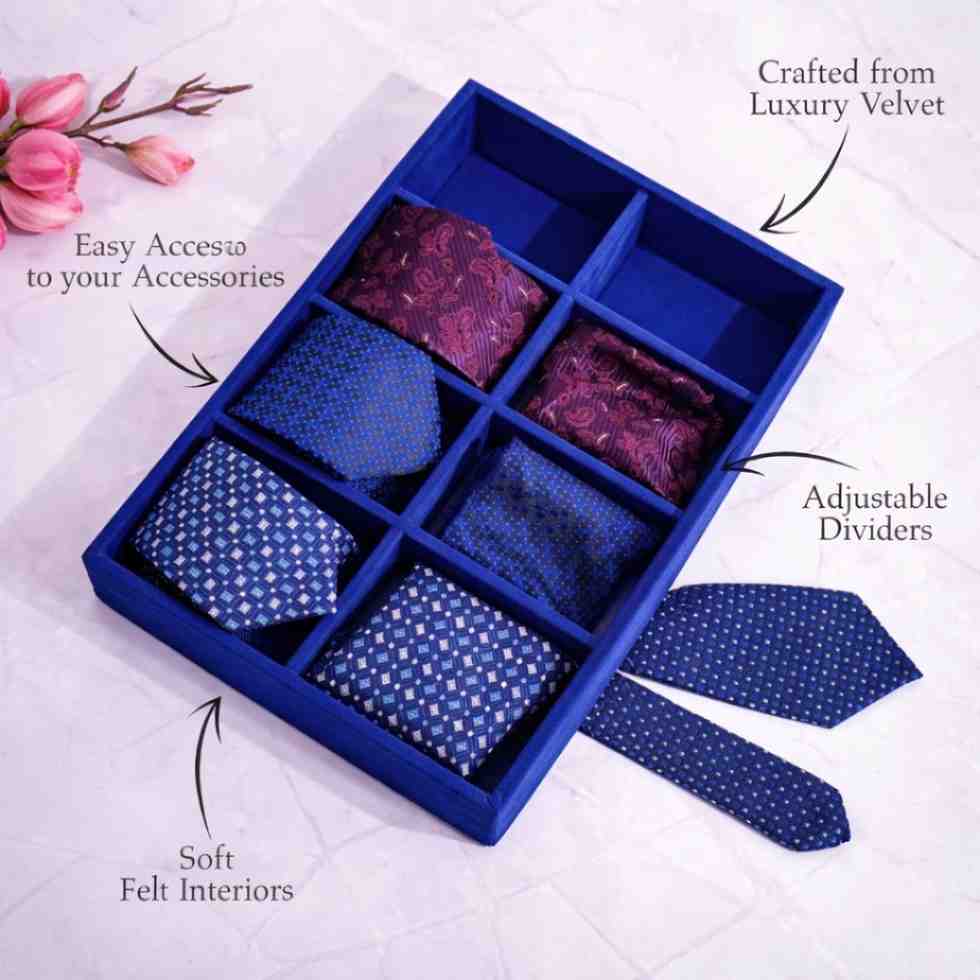 8 Slot Tie & Pocket Square Tray