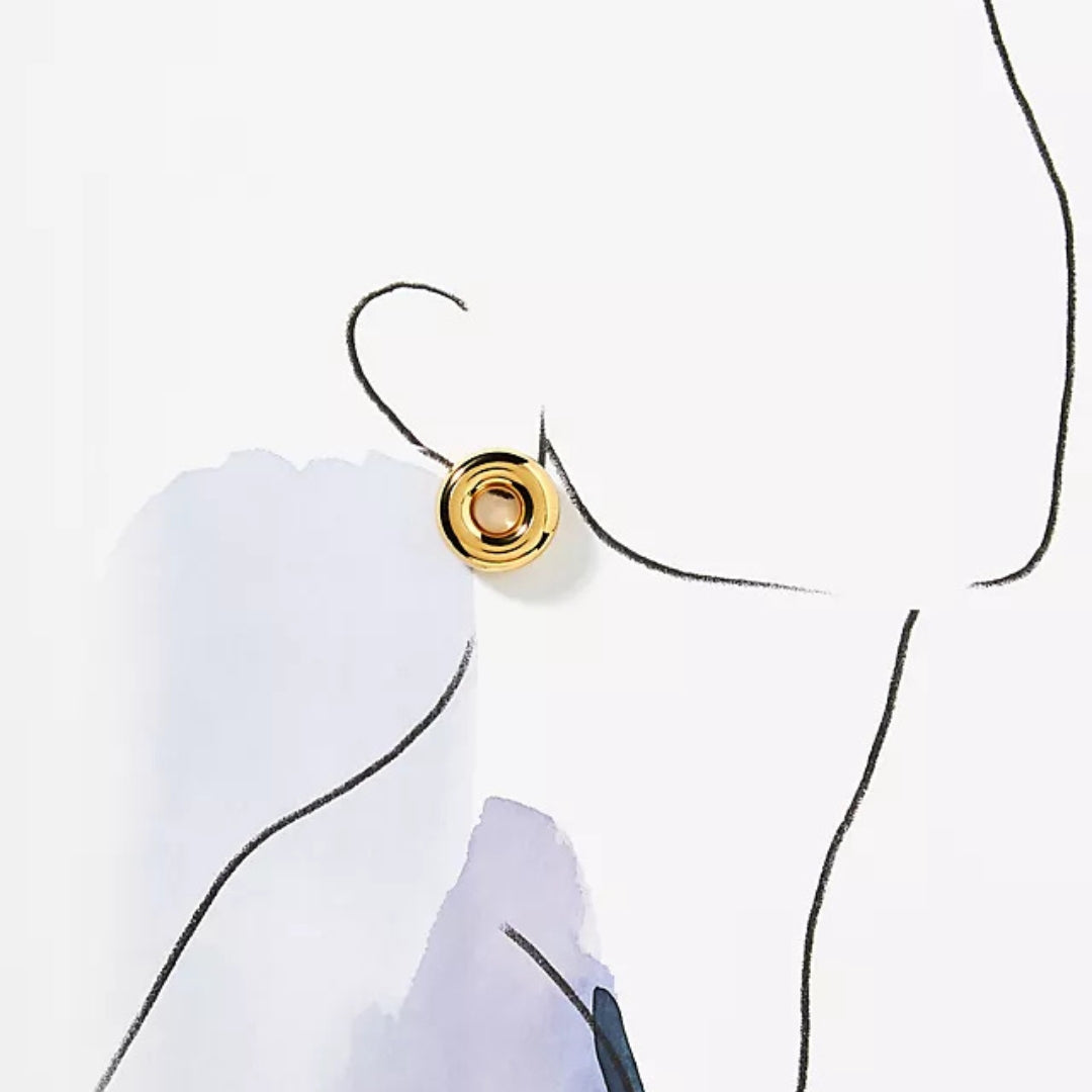 Golden Metal Doughnut Stud Earrings