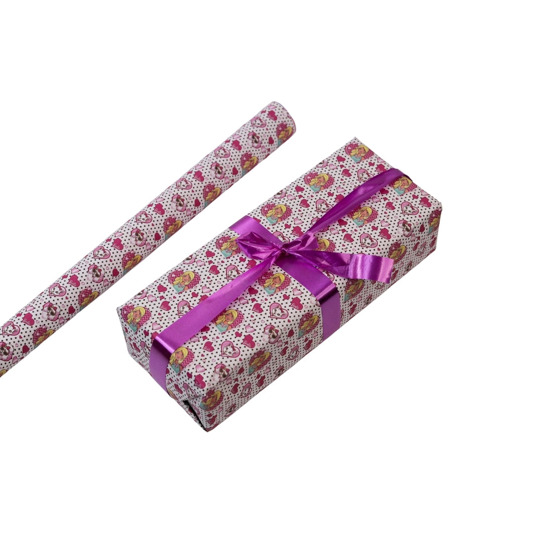 Romantic Barbie gift wrap paper by La Trove.