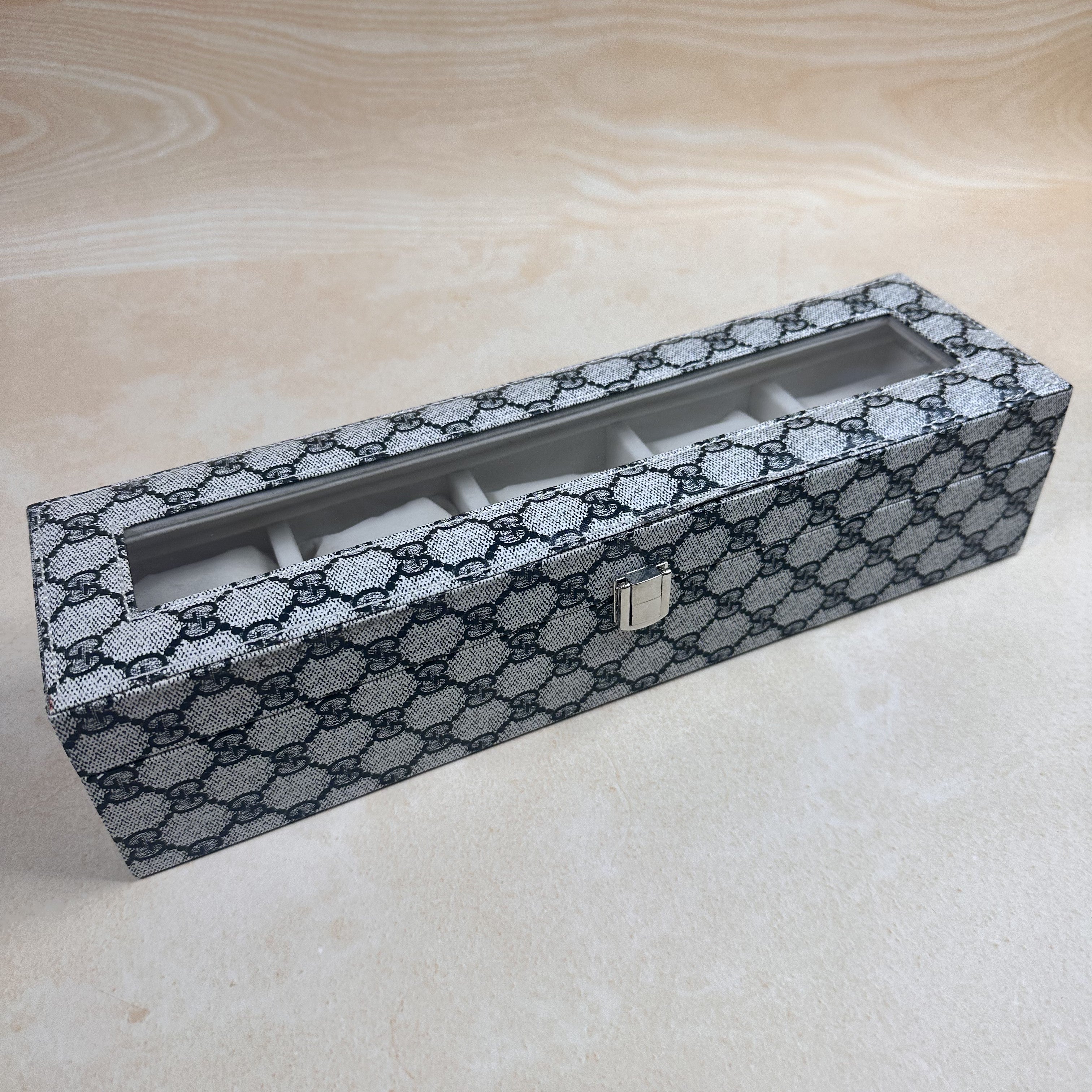 Premium 5 Slot Watch Organiser Box With Glass Top