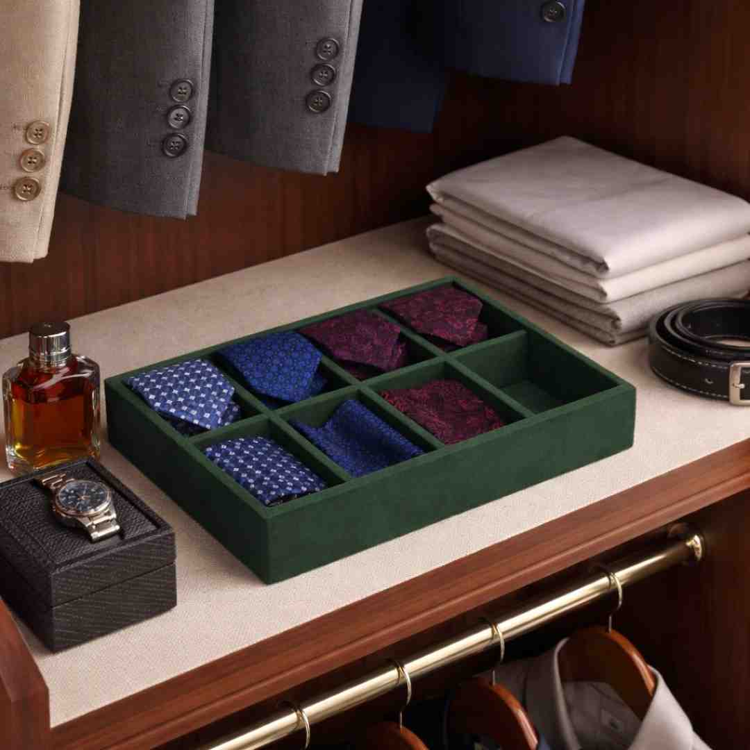 8 Slot Tie & Pocket Square Tray