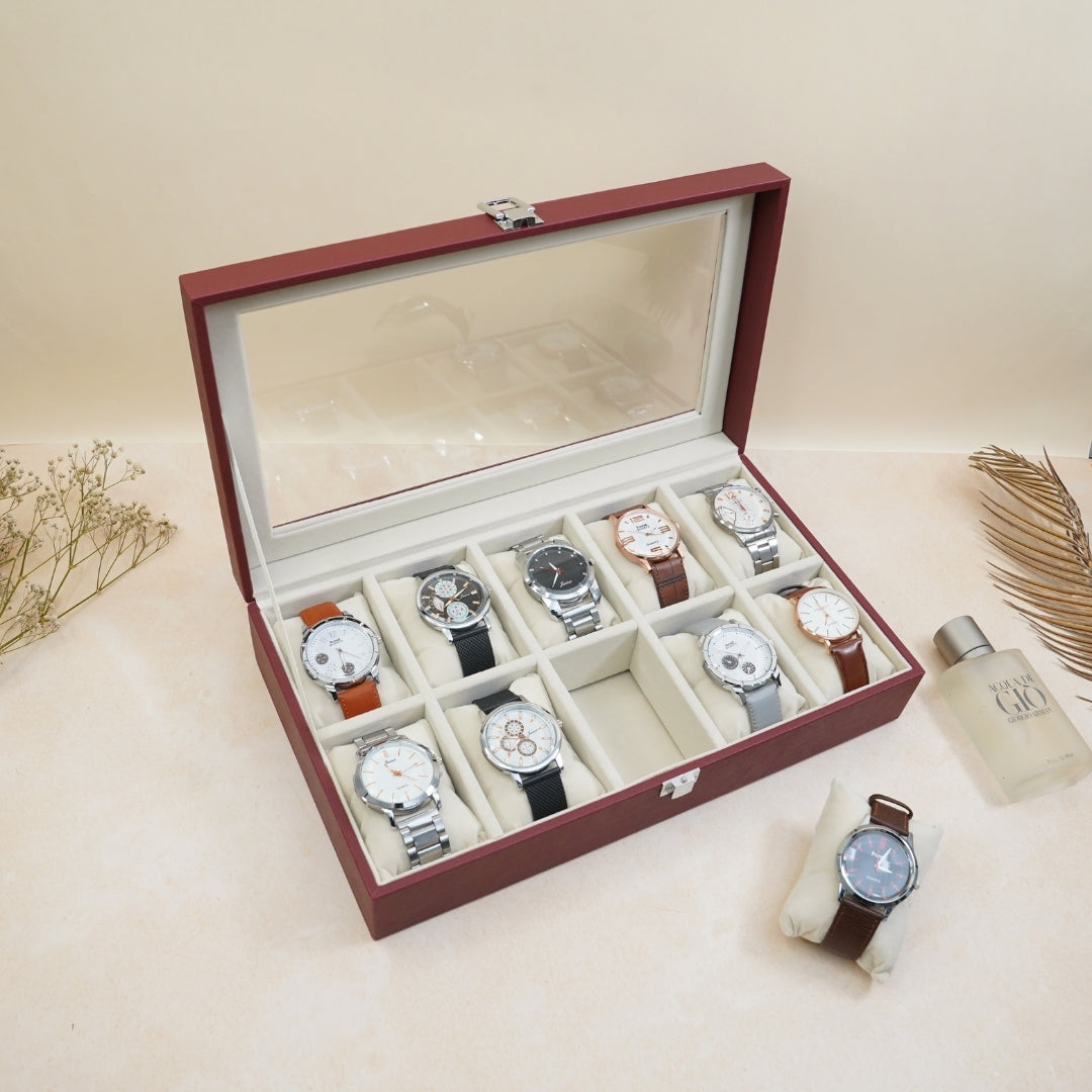 TBT 10 Slot Watch Box With Glass Top