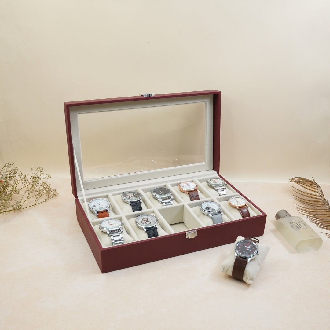 TBT 10 Slot Watch Box With Glass Top