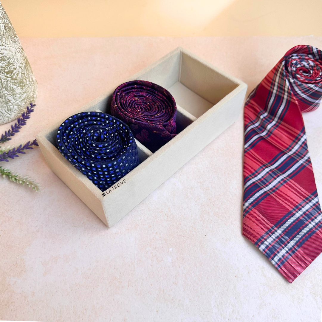 3 Slot Mini Tie & Pocket Square Tray