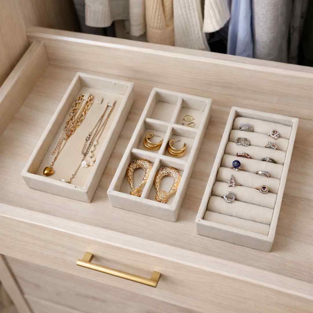 Ring, 6 Grid & Chain Jewellery Tray Organizer