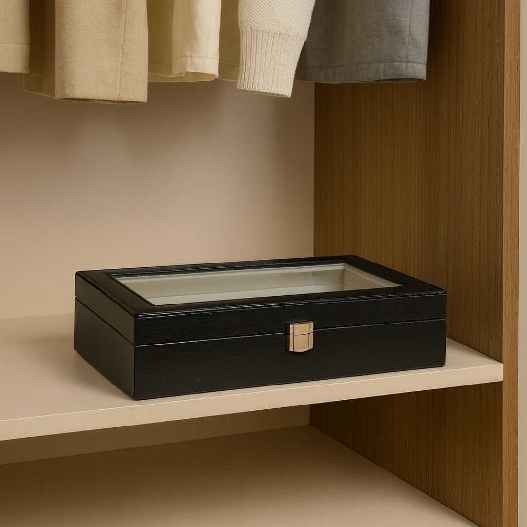 TBT 6-Slot Sunglass Organiser Box with Glass Top