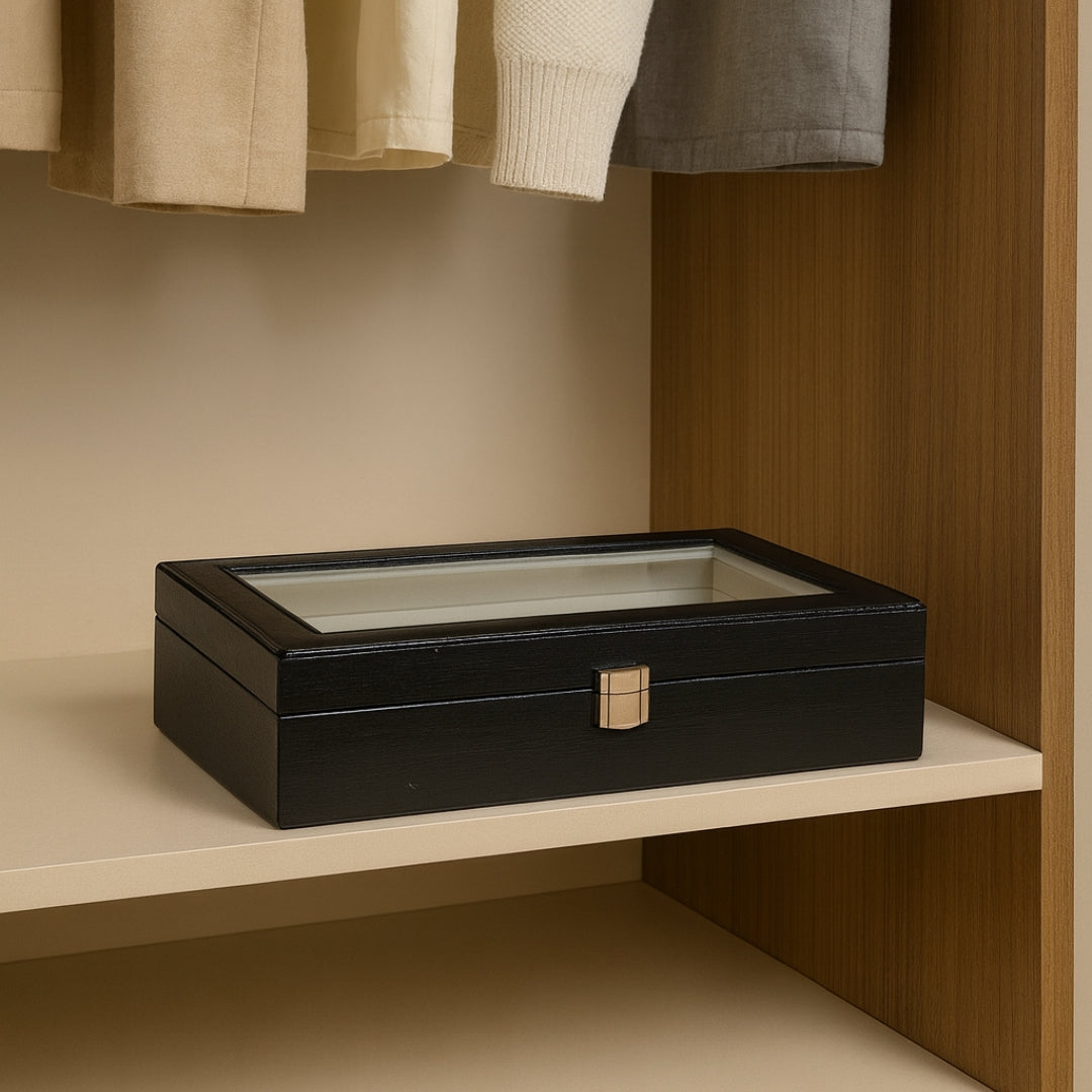 TBT 6-Slot Sunglass Organiser Box with Glass Top