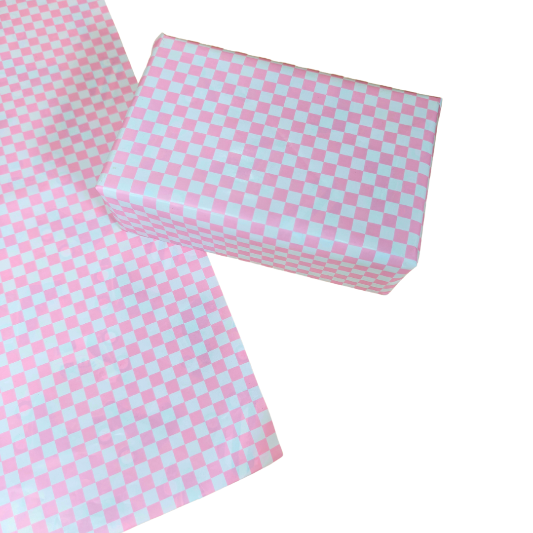Pink Check Dual Packing Paper
