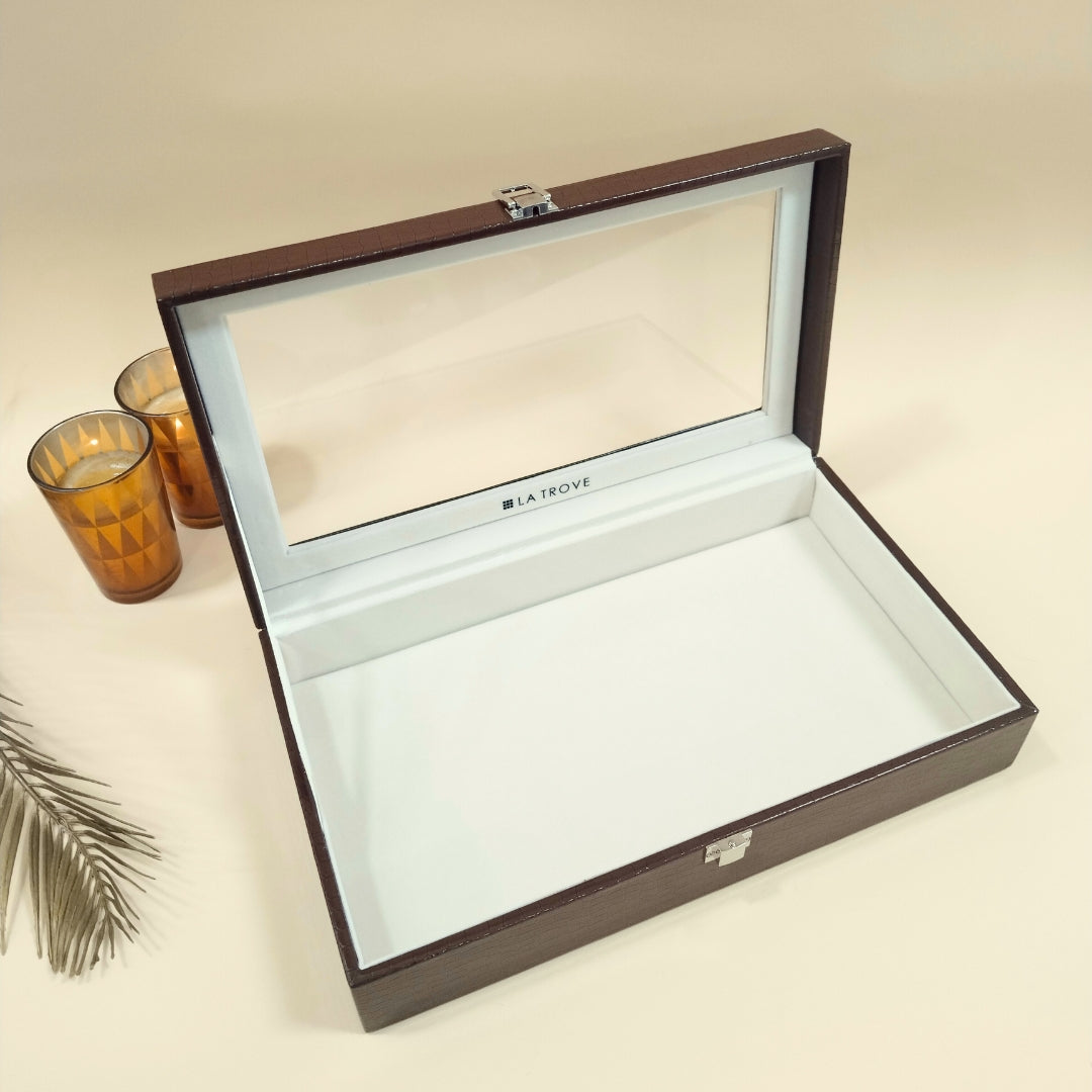 Plain Jewellery & Accessory Organiser Box with Glass Lid
