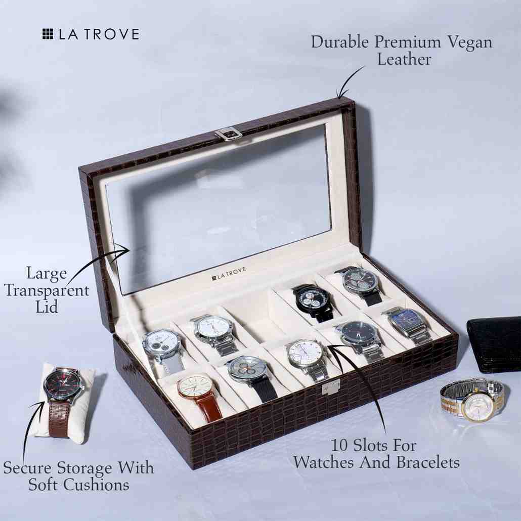 10 Slot Watch Box (With Glass Top)