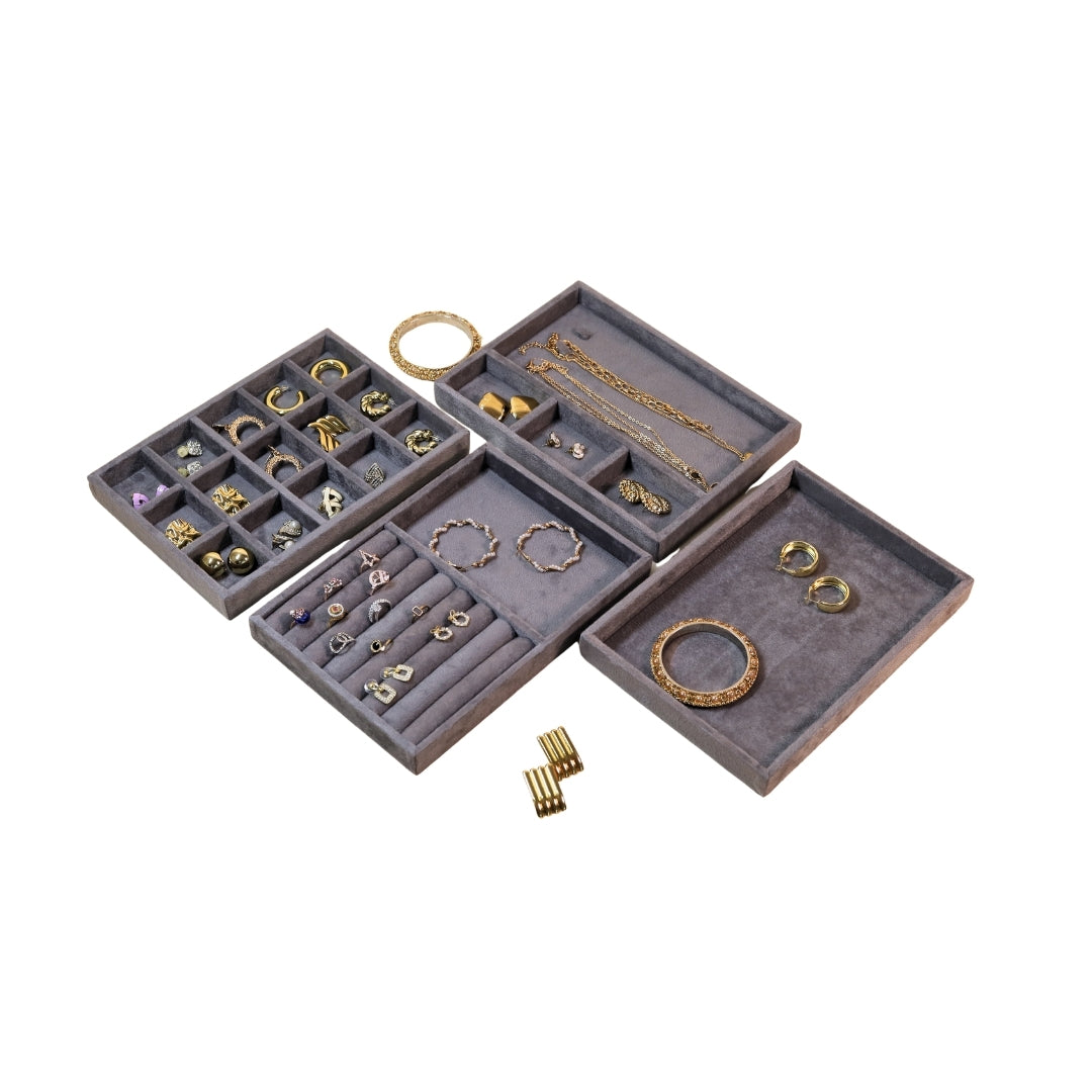TBT Set of 4 Suede Drawer Jewelry Organizer Trays
