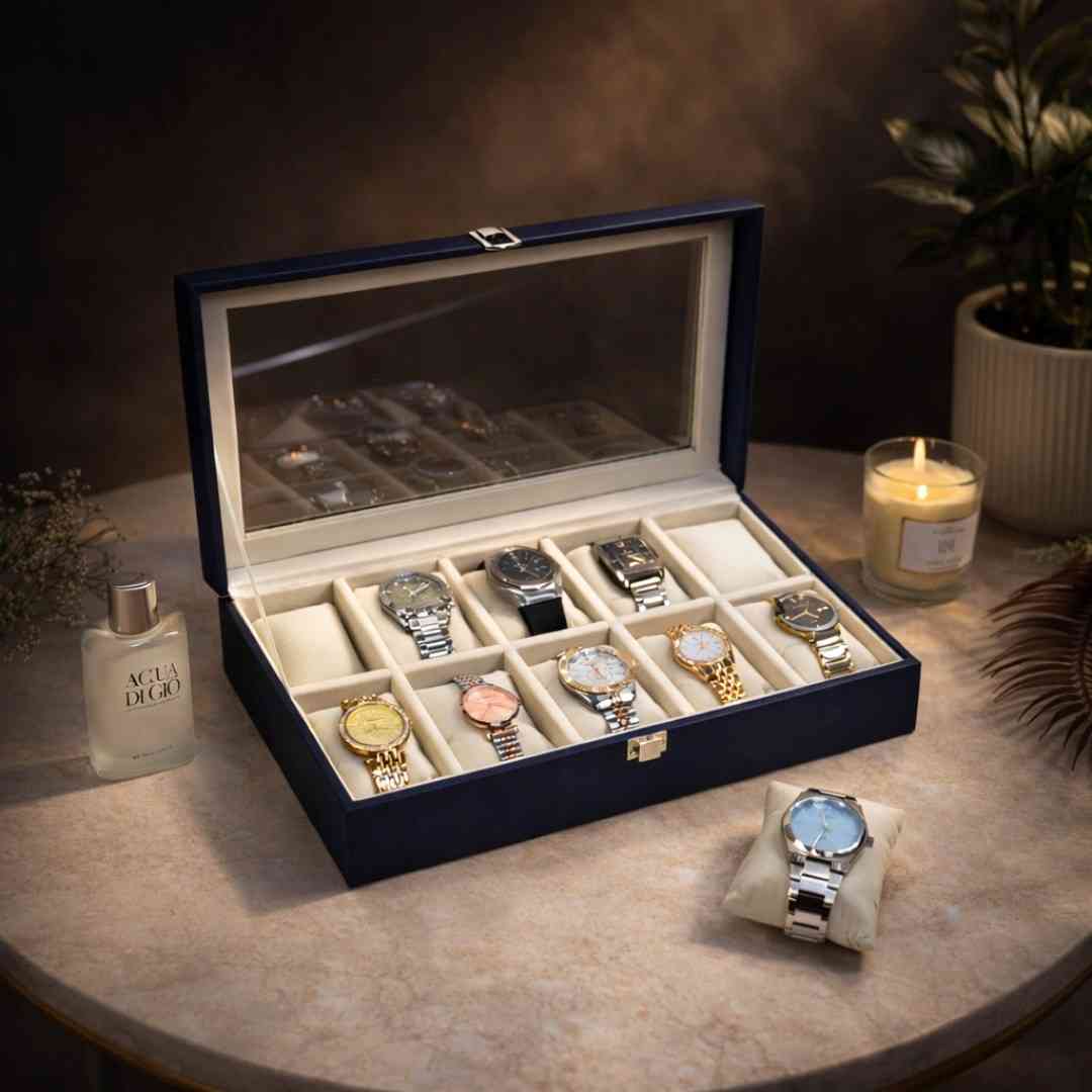 TBT 10 Slot Watch Box With Glass Top