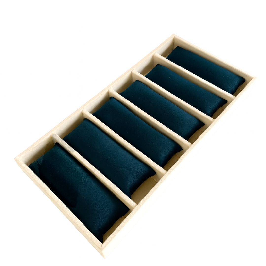 6 Slot Velvet Bracelet Organiser Tray with Pillow Cushions
