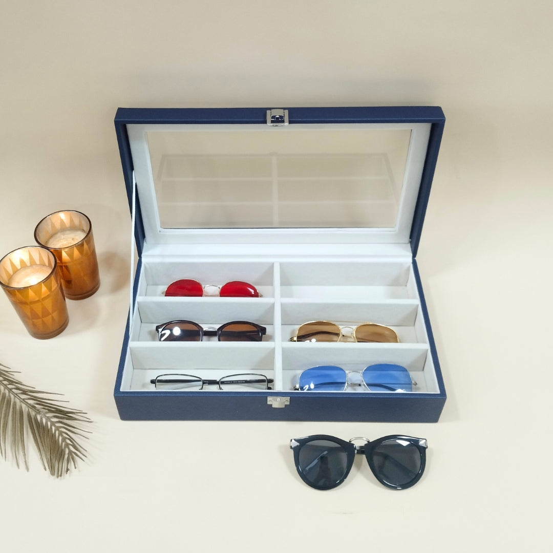 TBT 6-Slot Sunglass Organiser Box with Glass Top
