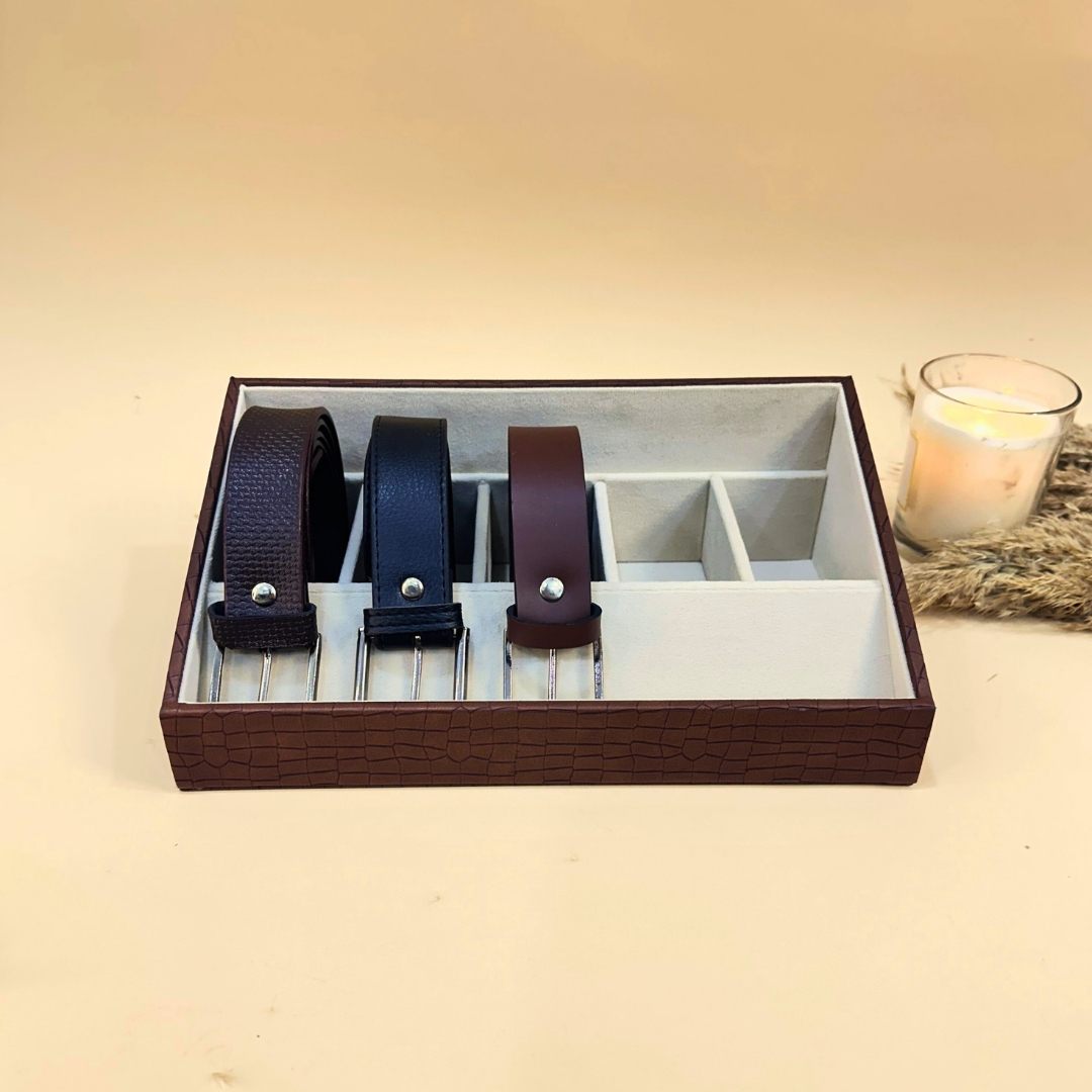 5 Slot Luxury Vegan Leather Belt Tray