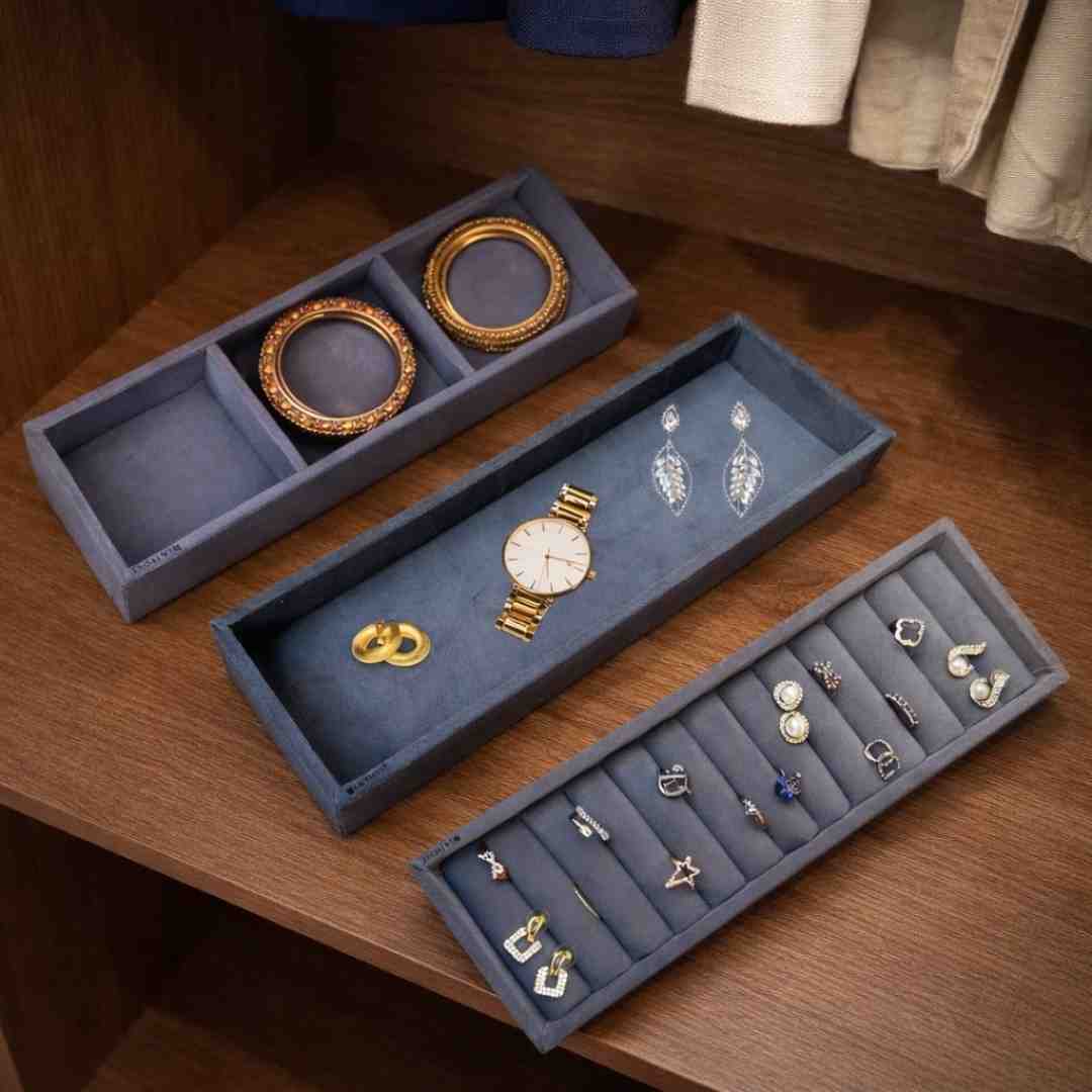 Jewellery Tray Combo Ring, 3 Grid & Plain Organizer