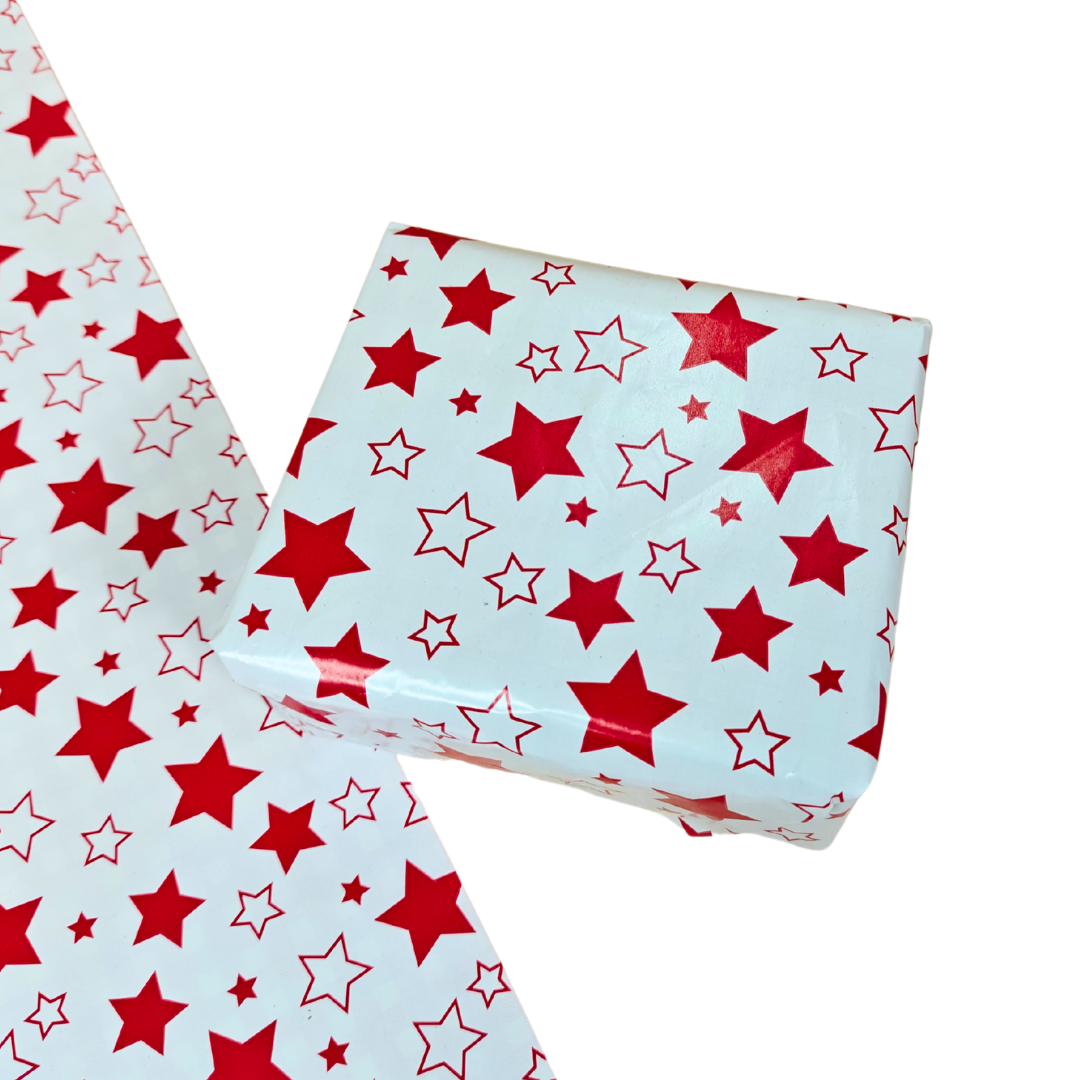 Stars Red Dual Packing Paper