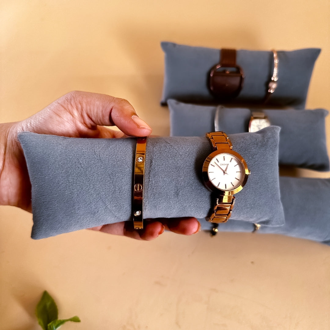 Pack of 3 Long Velvet Pillow Set – Watch, Bangle & Bracelet Trays