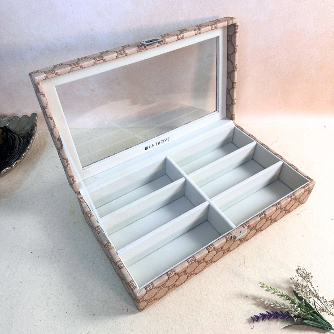 Designer 6 Slot Sunglass Organiser Box With Glass Top