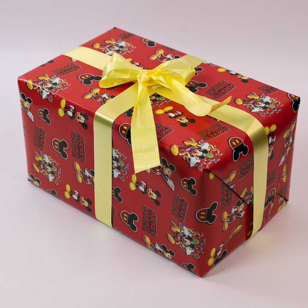Disney Mickey Mouse gift wrapping sheet red design.