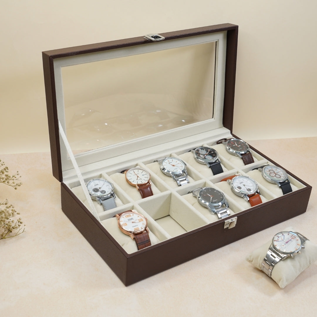 TBT 10 Slot Watch Box With Glass Top