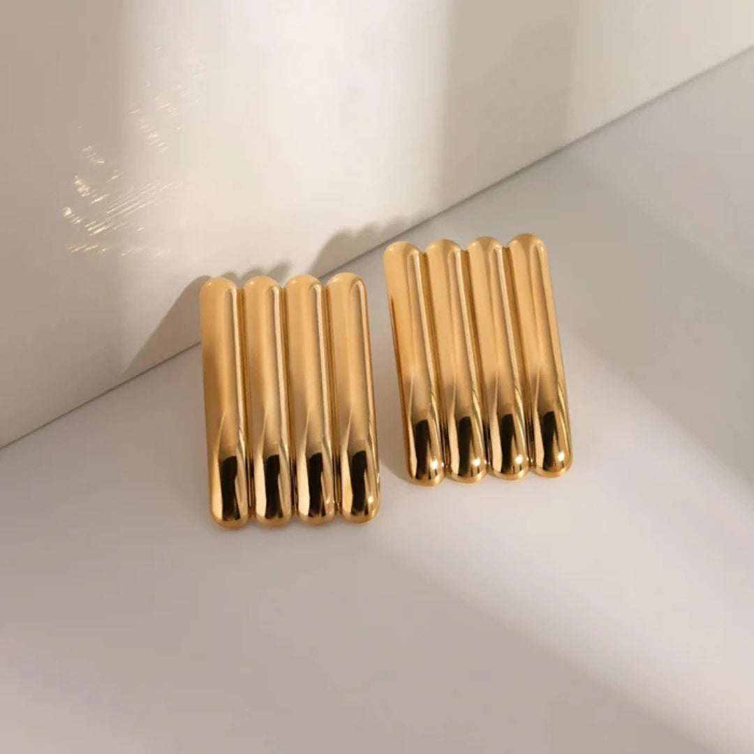 Geometric Gold Bar Statement Earrings