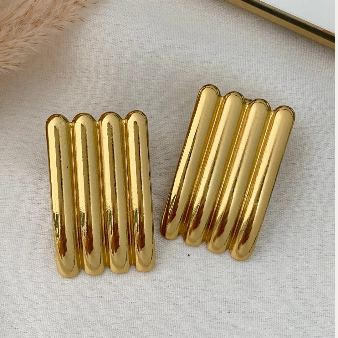 Geometric Gold Bar Statement Earrings